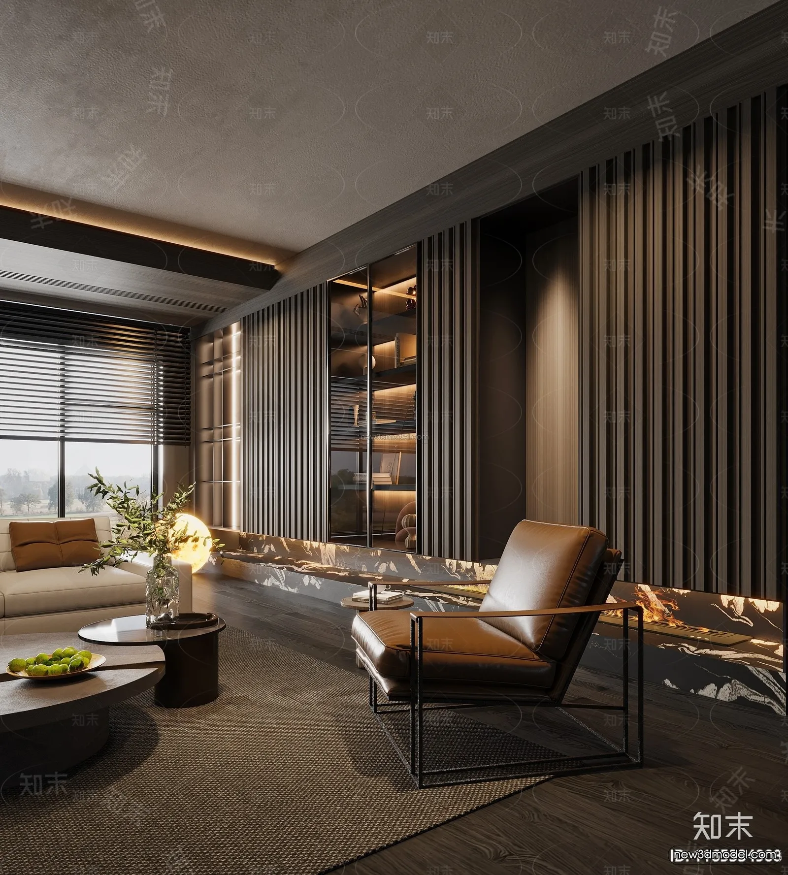 Modern Style Interior 3D Blocks and 3D Models – Living Room 3D Scene – 132 – CORONA