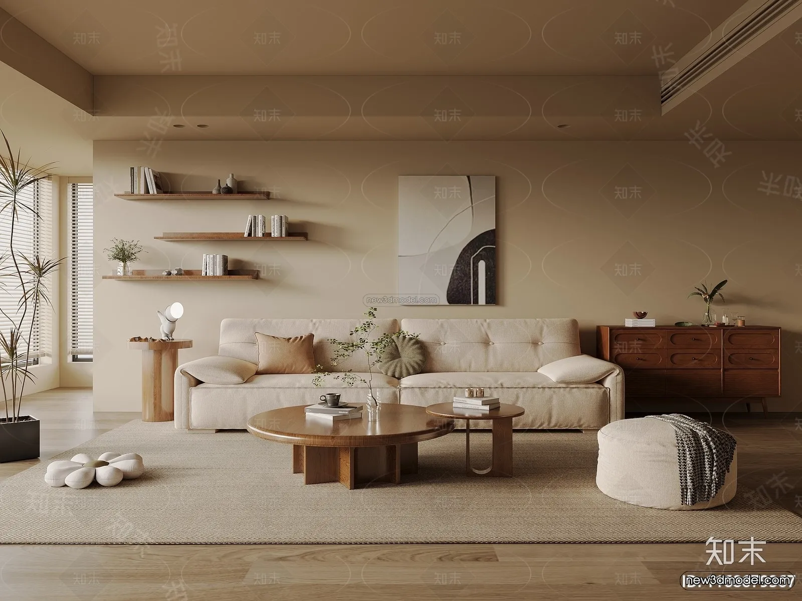 Modern Style Interior 3D Blocks and 3D Models – Living Room 3D Scene – 140 – CORONA