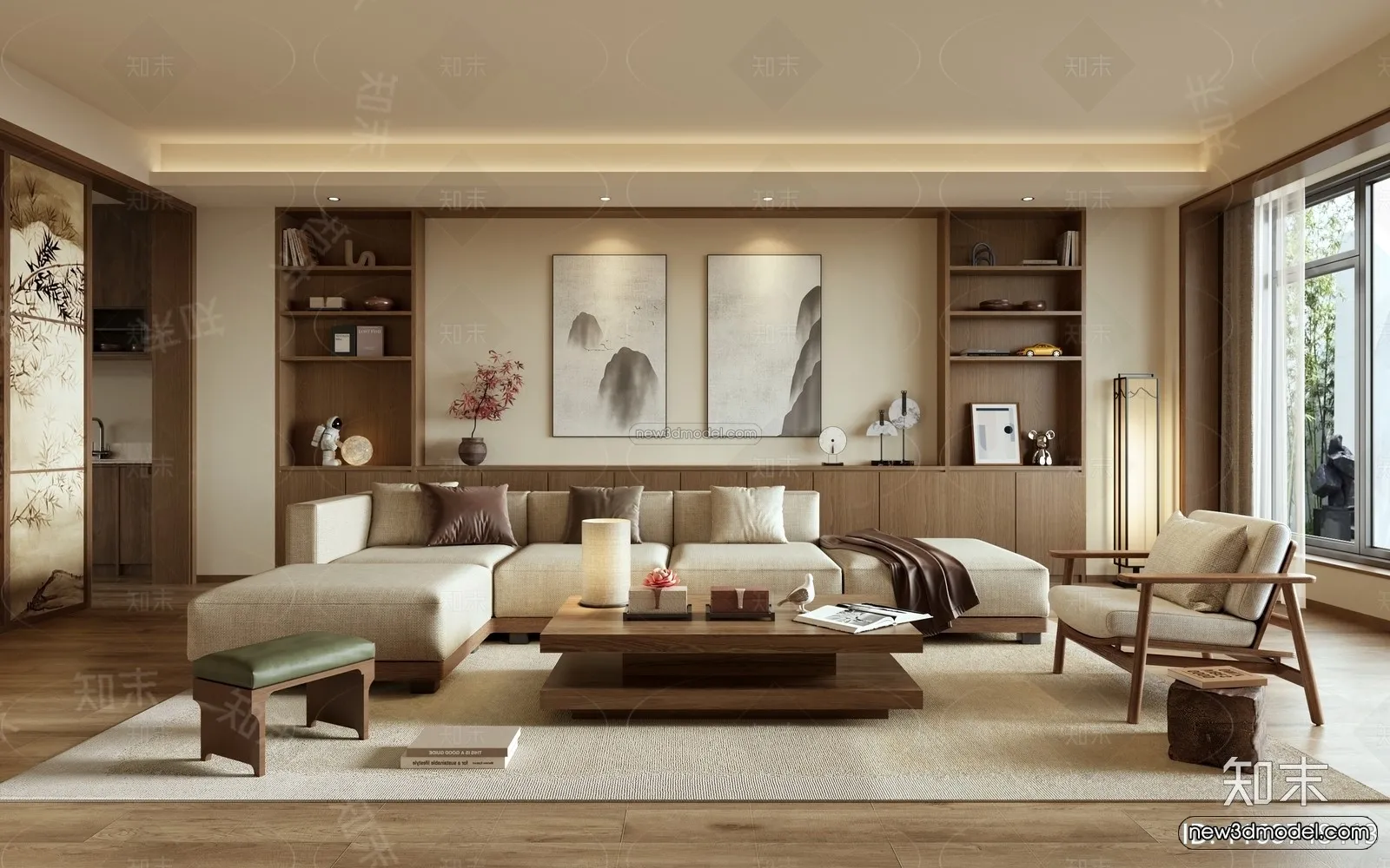 Modern Style Interior 3D Blocks and 3D Models – Living Room 3D Scene – 154 – CORONA