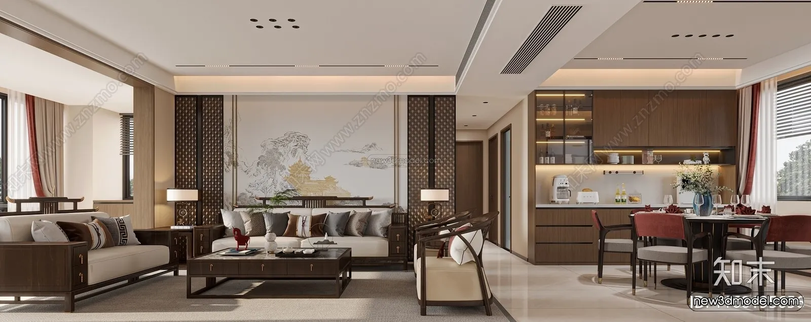 Modern Style Interior 3D Blocks and 3D Models – Living Room 3D Scene – 168 – CORONA