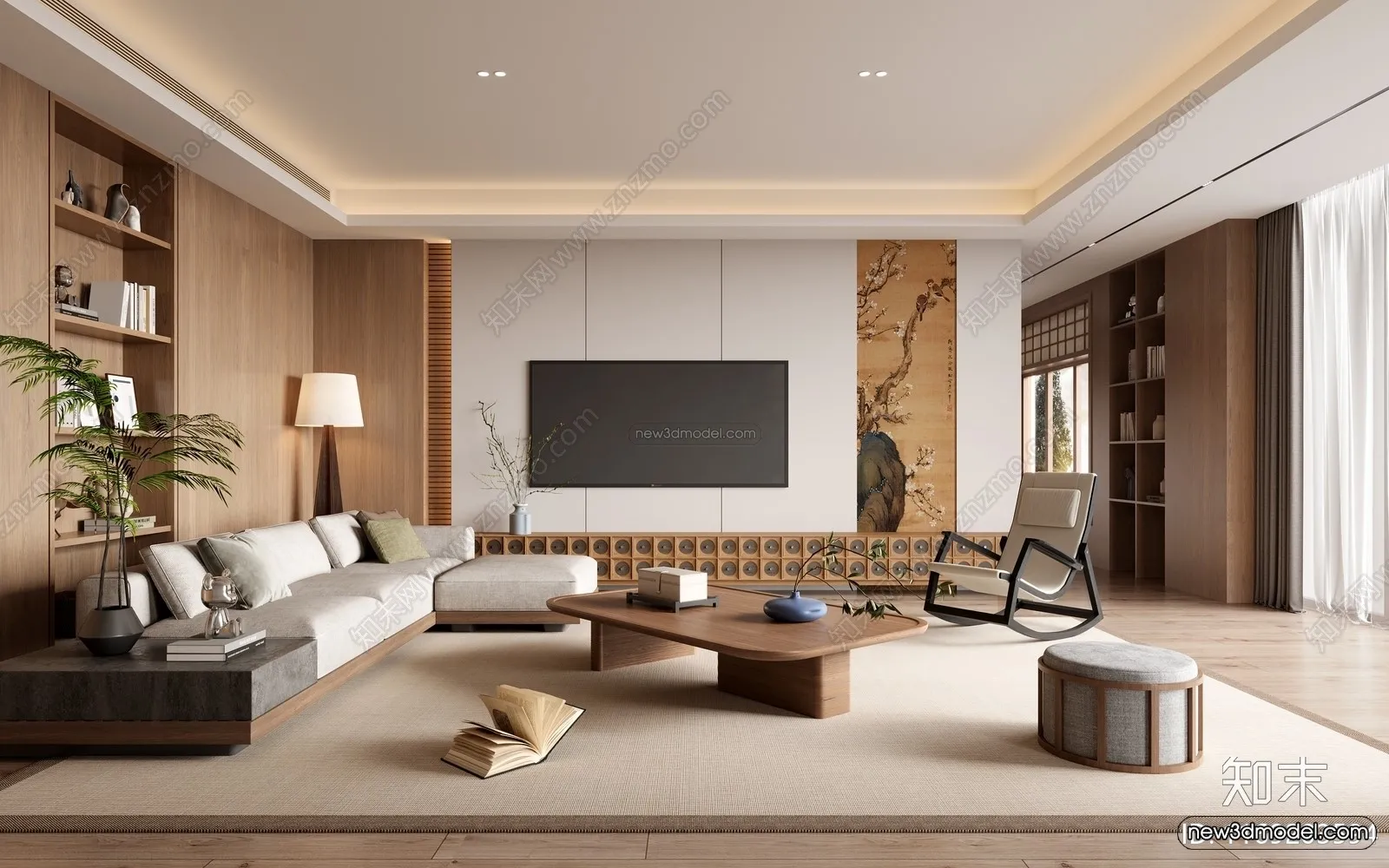 Modern Style Interior 3D Blocks and 3D Models – Living Room 3D Scene – 172 – CORONA