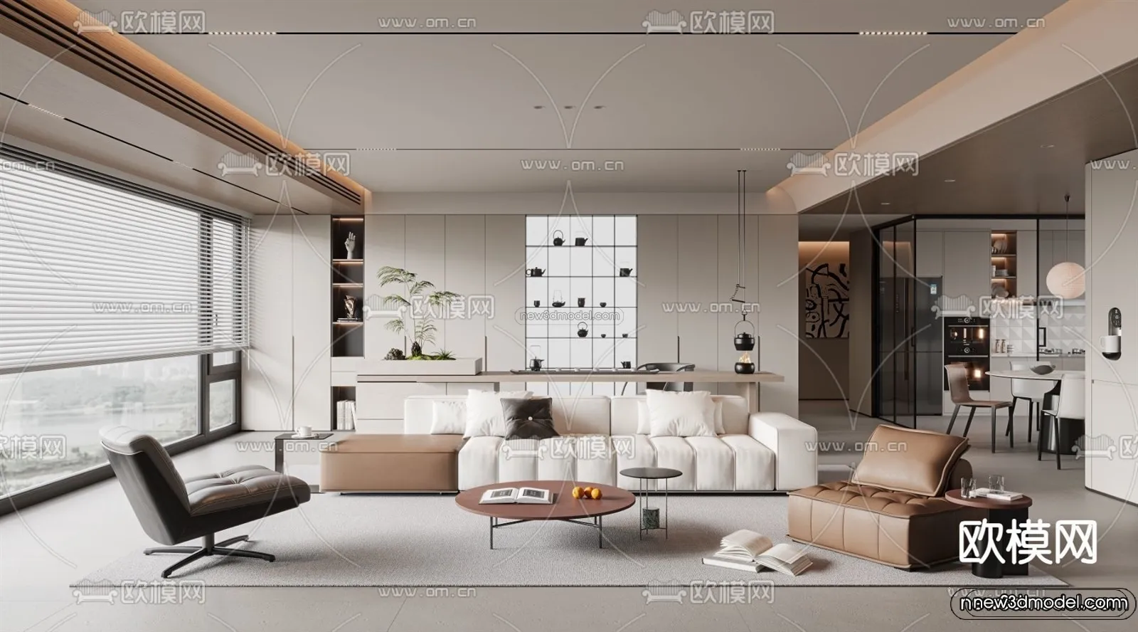 Modern Style Interior 3D Blocks and 3D Models – Living Room 3D Scene – 179 – CORONA