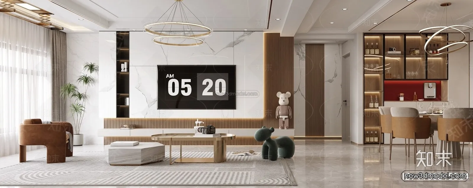 Modern Style Interior 3D Blocks and 3D Models – Living Room 3D Scene – 183 – CORONA