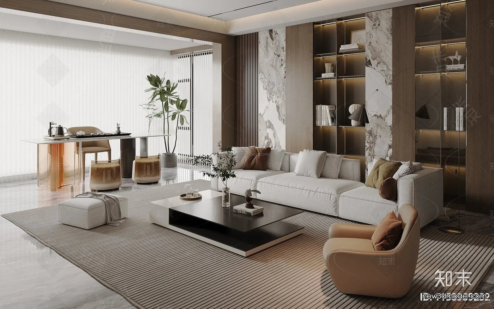 Modern Style Interior 3D Blocks and 3D Models – Living Room 3D Scene – 189 – CORONA