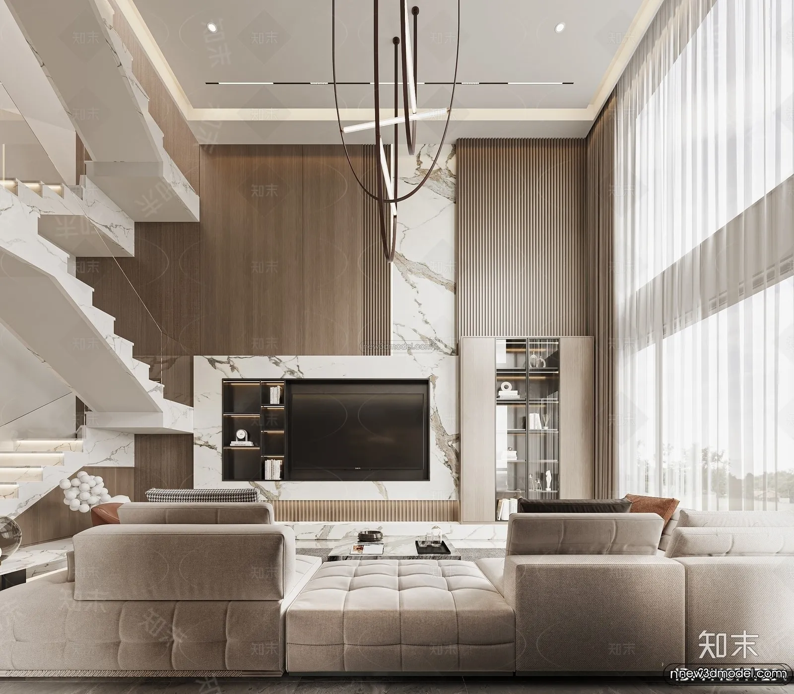 Modern Style Interior 3D Blocks and 3D Models – Living Room 3D Scene – 202 – CORONA