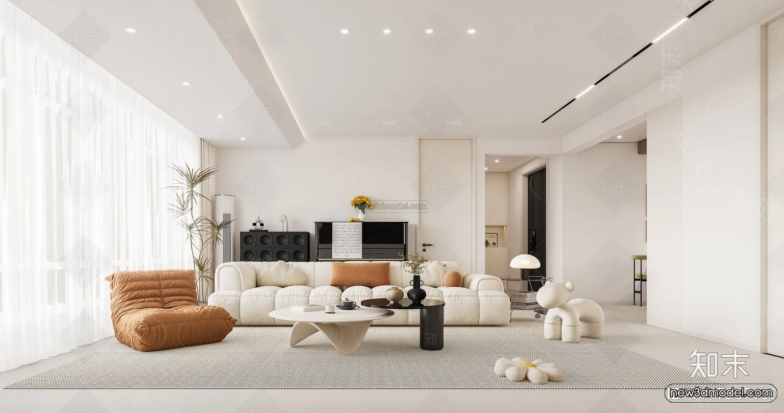 Modern Style Interior 3D Blocks and 3D Models – Living Room 3D Scene – 204 – CORONA