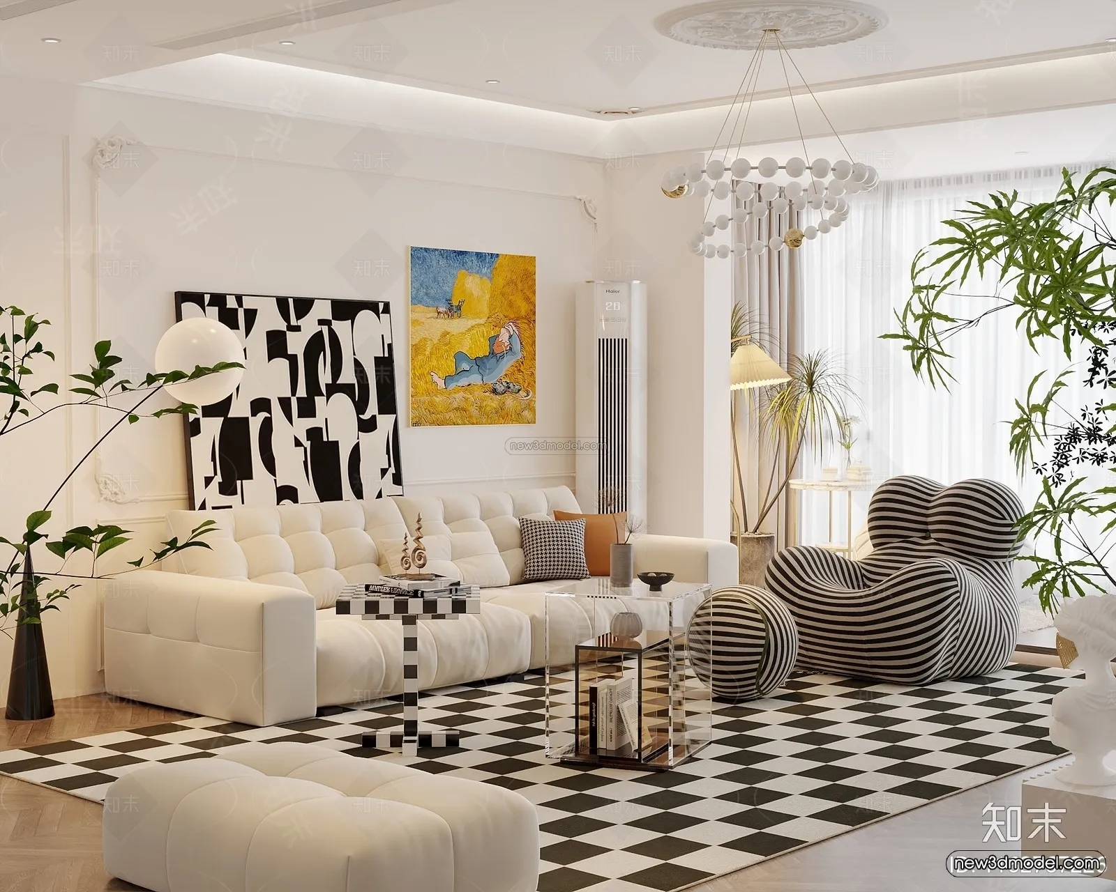 Modern Style Interior 3D Blocks and 3D Models – Living Room 3D Scene – 210 – CORONA