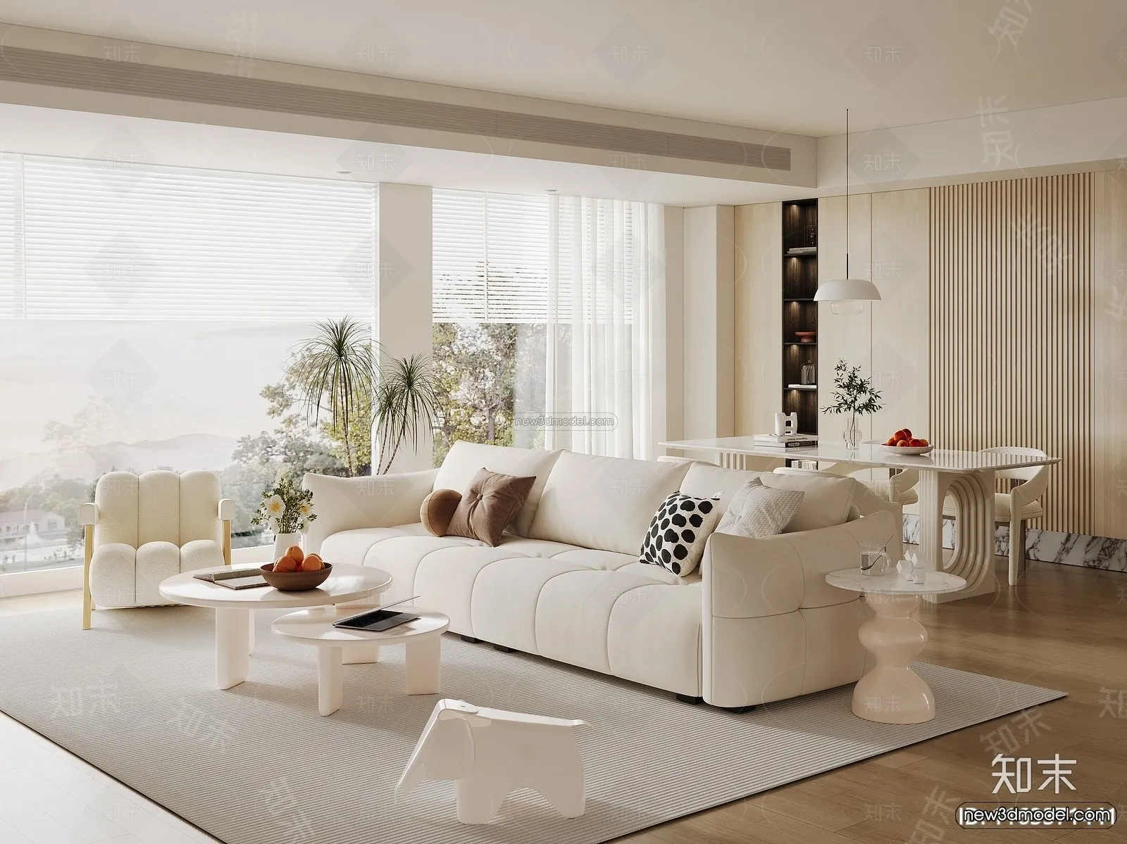 Modern Style Interior 3D Blocks and 3D Models – Living Room 3D Scene – 220 – CORONA