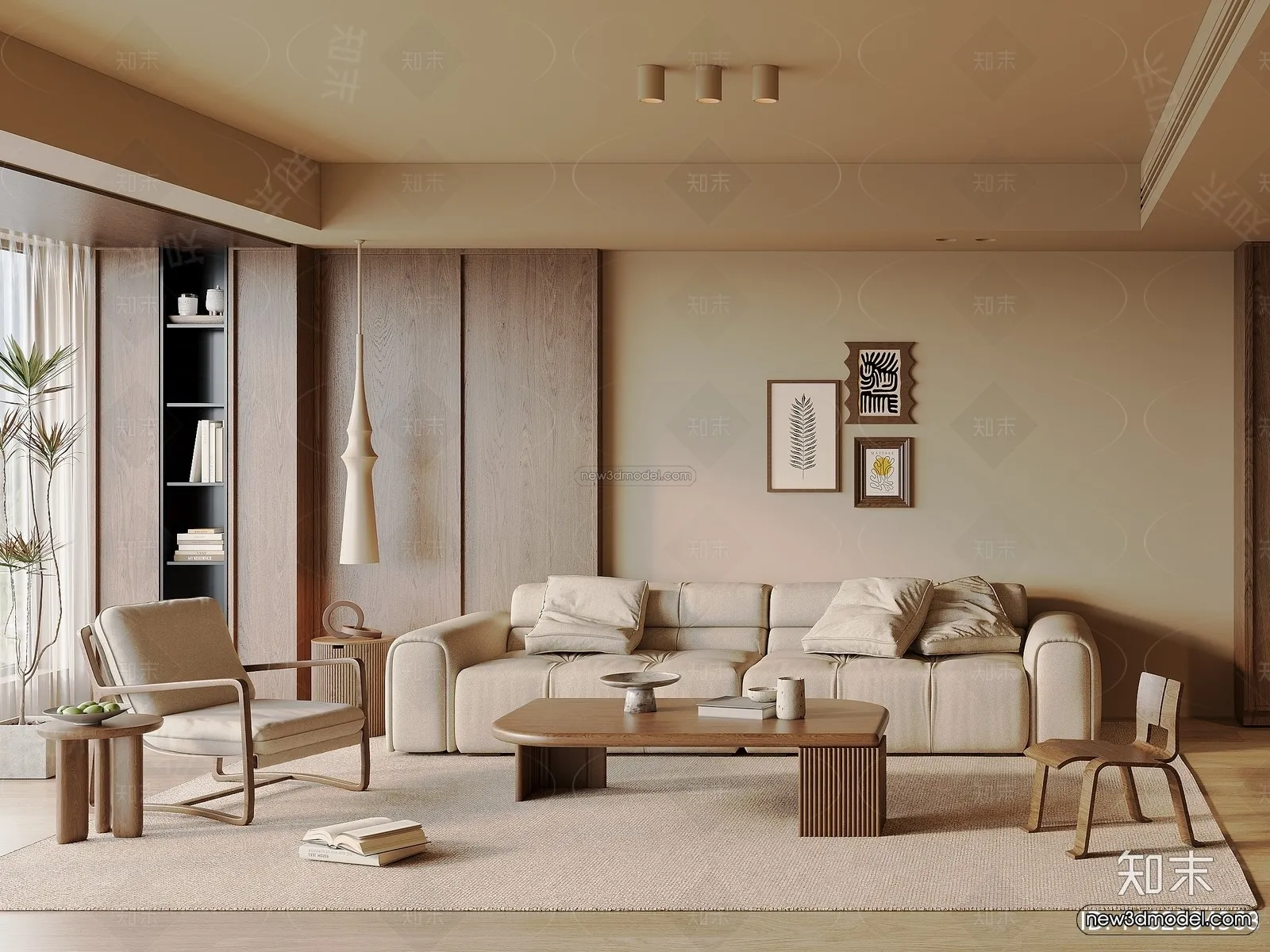 Modern Style Interior 3D Blocks and 3D Models – Living Room 3D Scene – 230 – CORONA