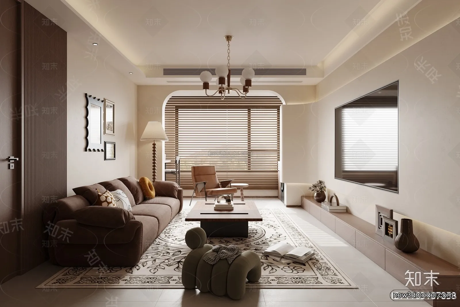Modern Style Interior 3D Blocks and 3D Models – Living Room 3D Scene – 234 – CORONA