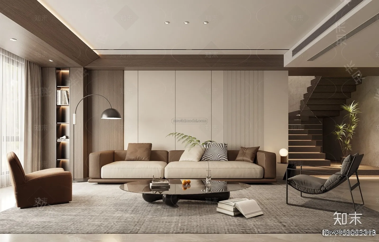 Modern Style Interior 3D Blocks and 3D Models – Living Room 3D Scene – 241 – CORONA