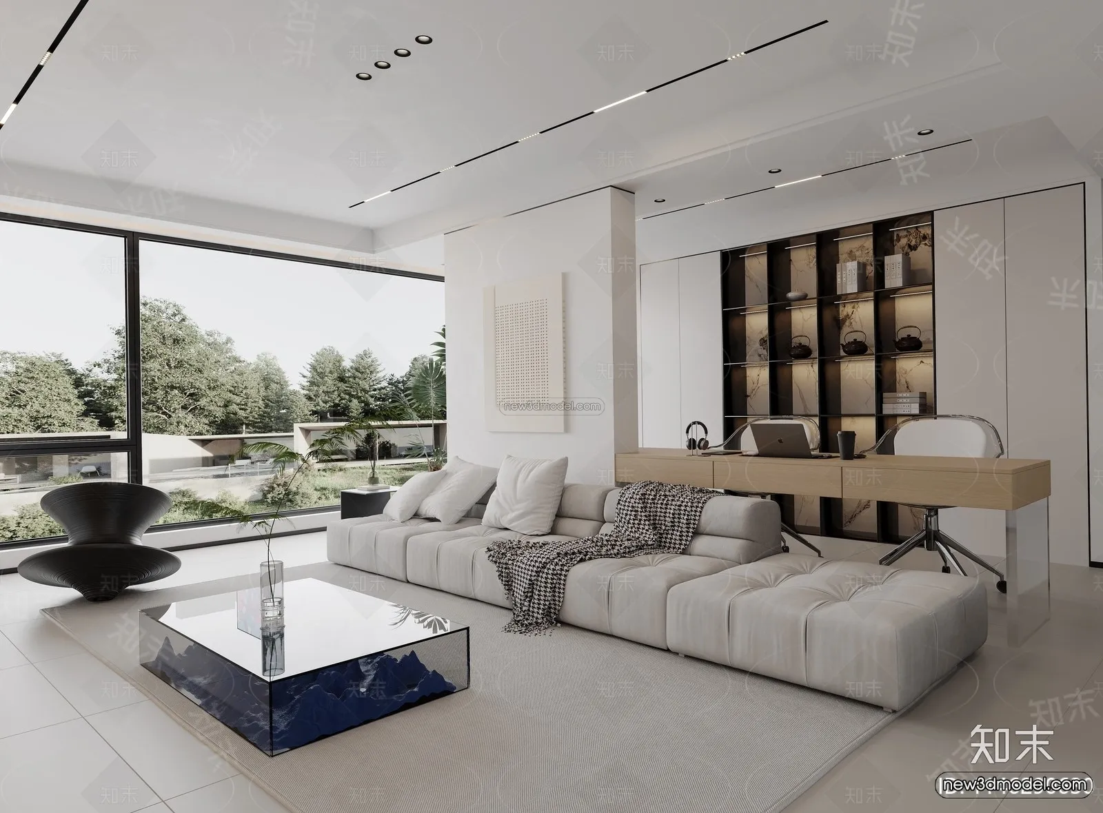 Modern Style Interior 3D Blocks and 3D Models – Living Room 3D Scene – 253 – CORONA