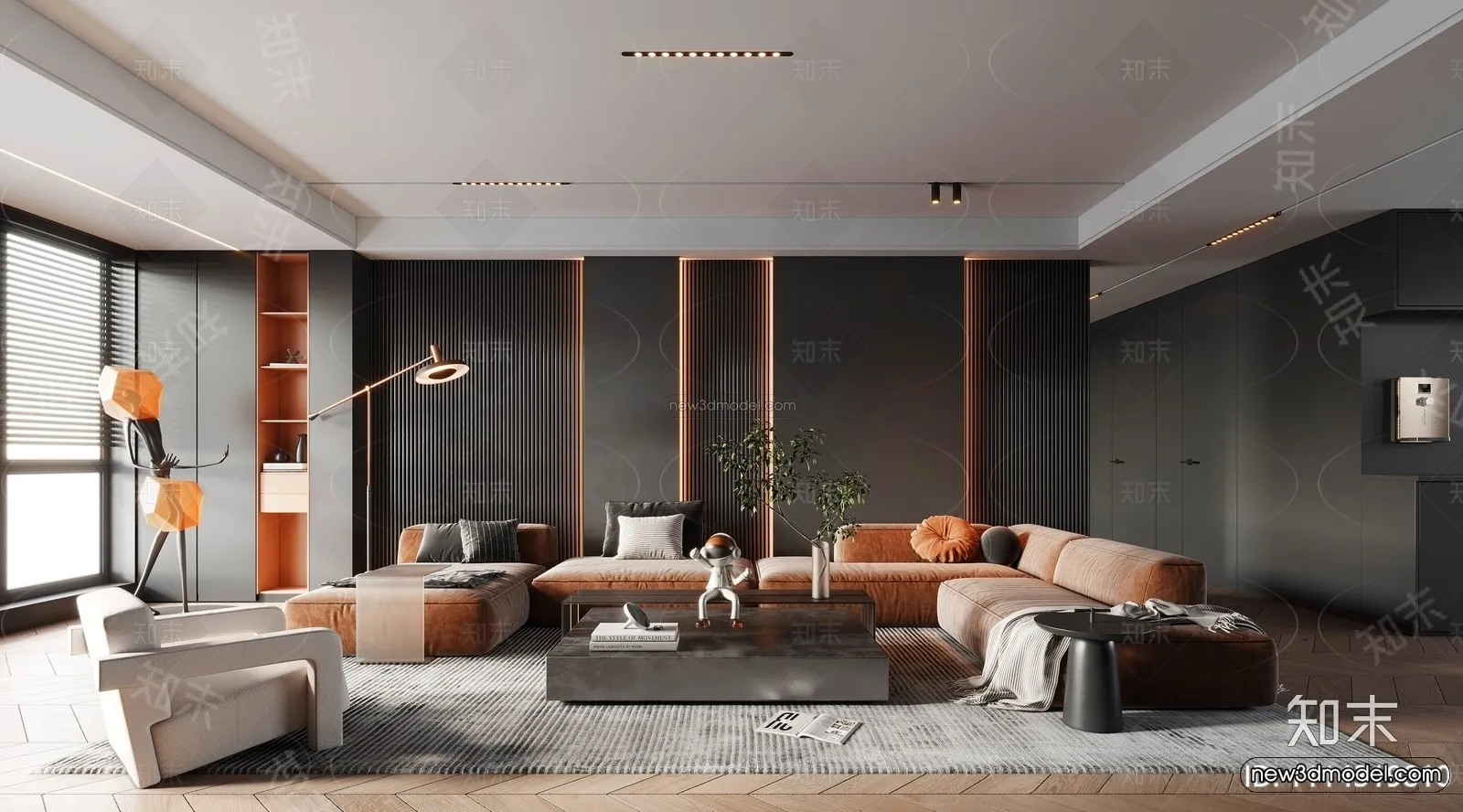 Modern Style Interior 3D Blocks and 3D Models – Living Room 3D Scene – 257 – CORONA
