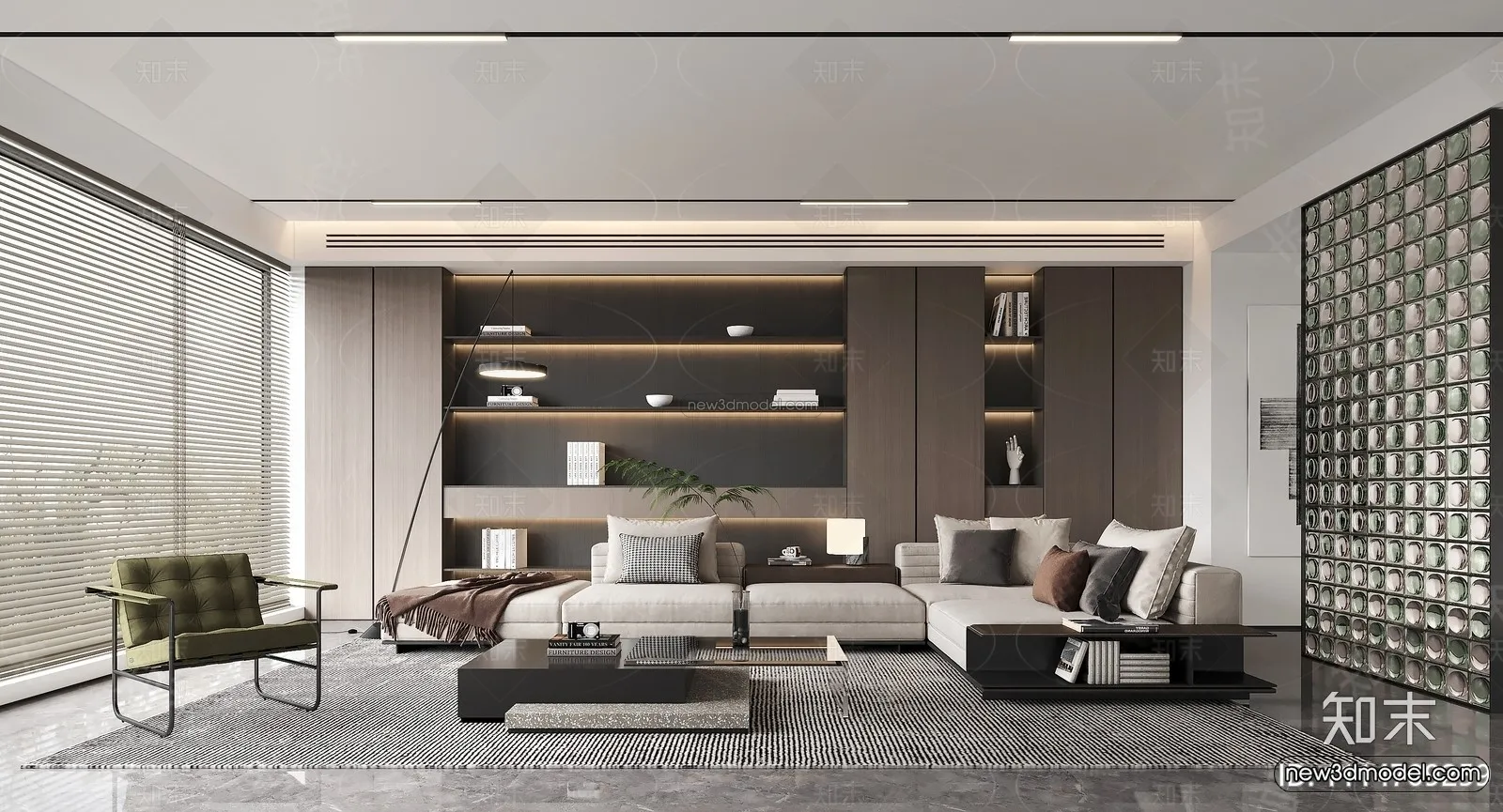 Modern Style Interior 3D Blocks and 3D Models – Living Room 3D Scene – 258 – CORONA