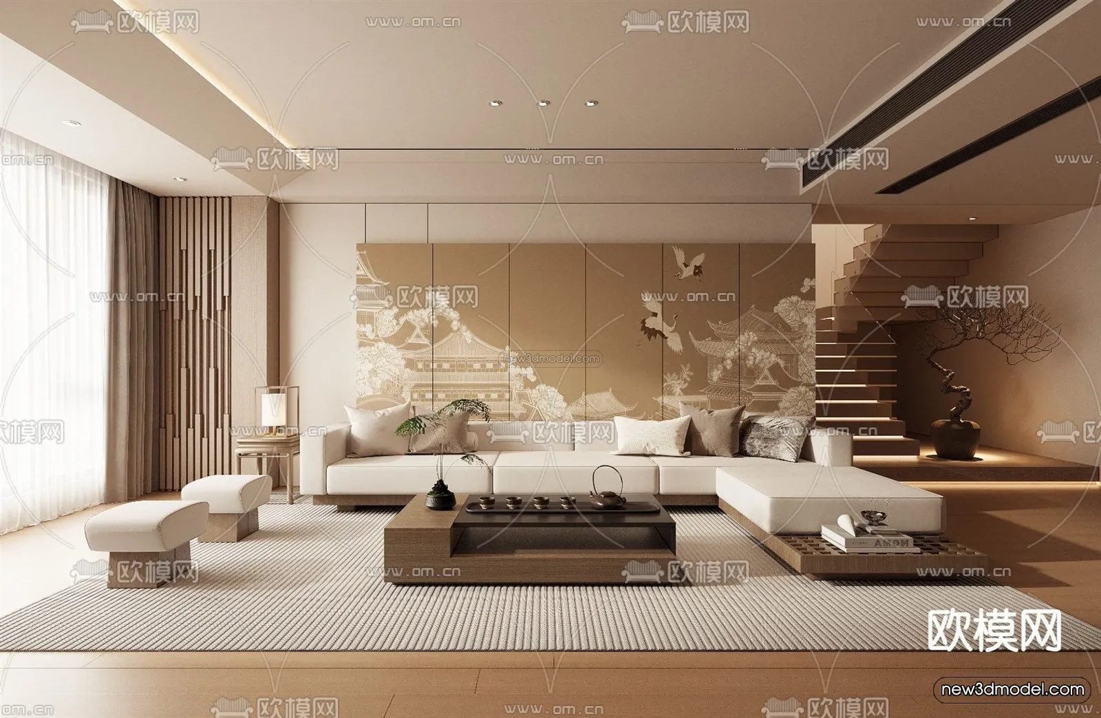 Modern Style Interior 3D Blocks and 3D Models – Living Room 3D Scene – 267 – CORONA