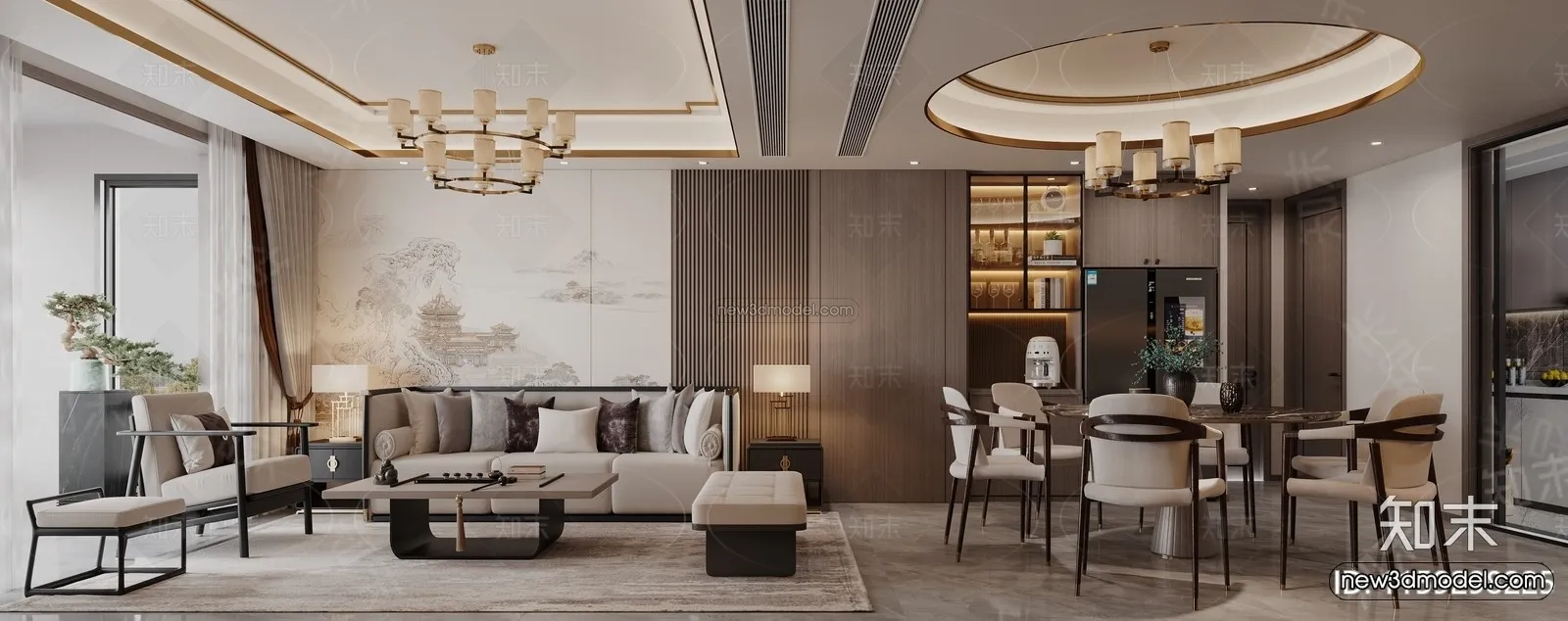 Modern Style Interior 3D Blocks and 3D Models – Living Room 3D Scene – 270 – CORONA