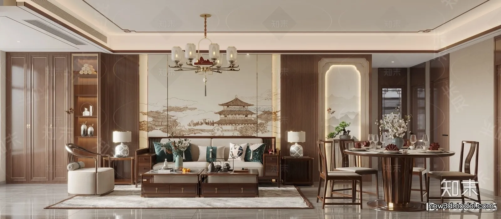Modern Style Interior 3D Blocks and 3D Models – Living Room 3D Scene – 273 – CORONA