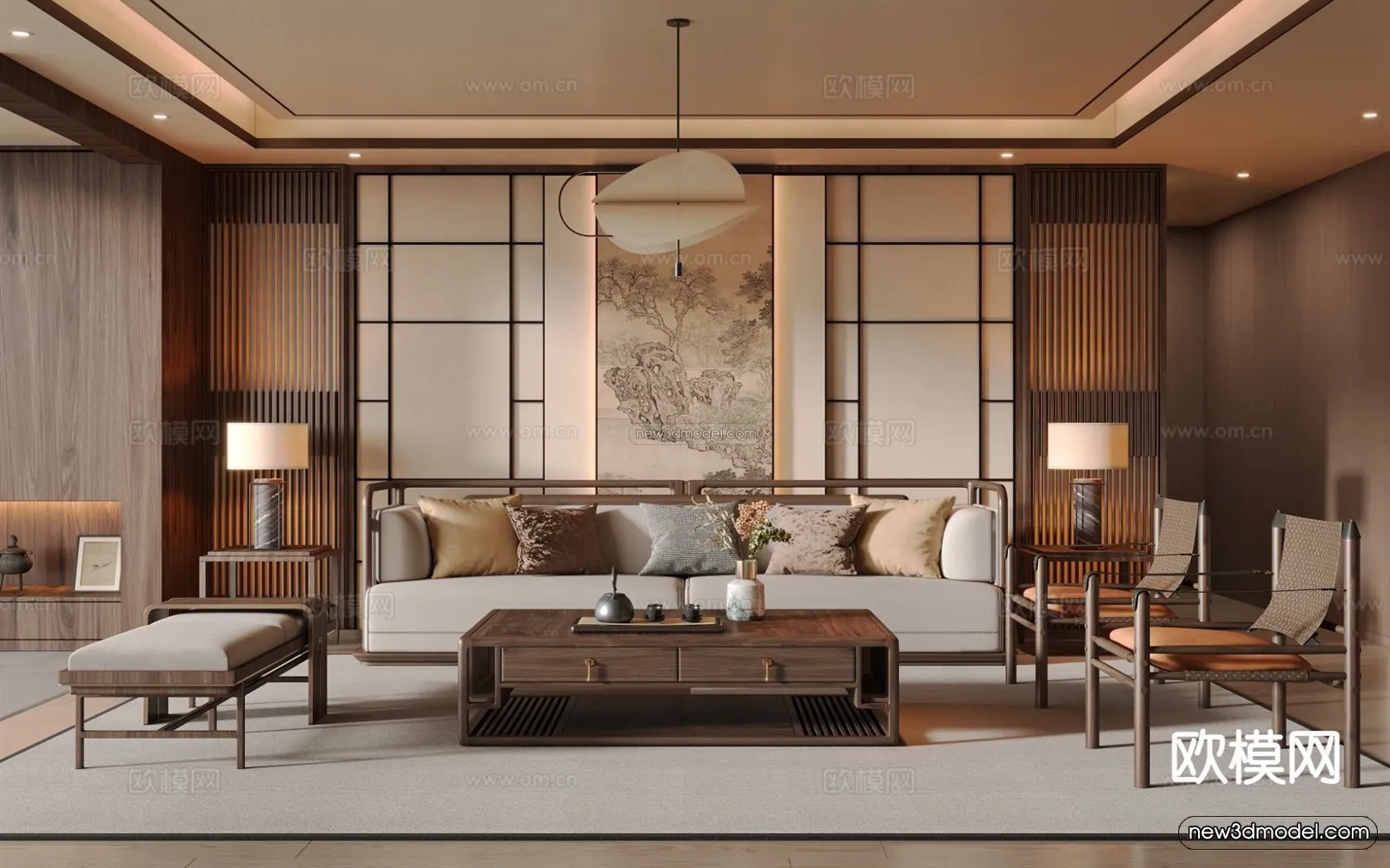 Modern Style Interior 3D Blocks and 3D Models – Living Room 3D Scene – 278 – CORONA