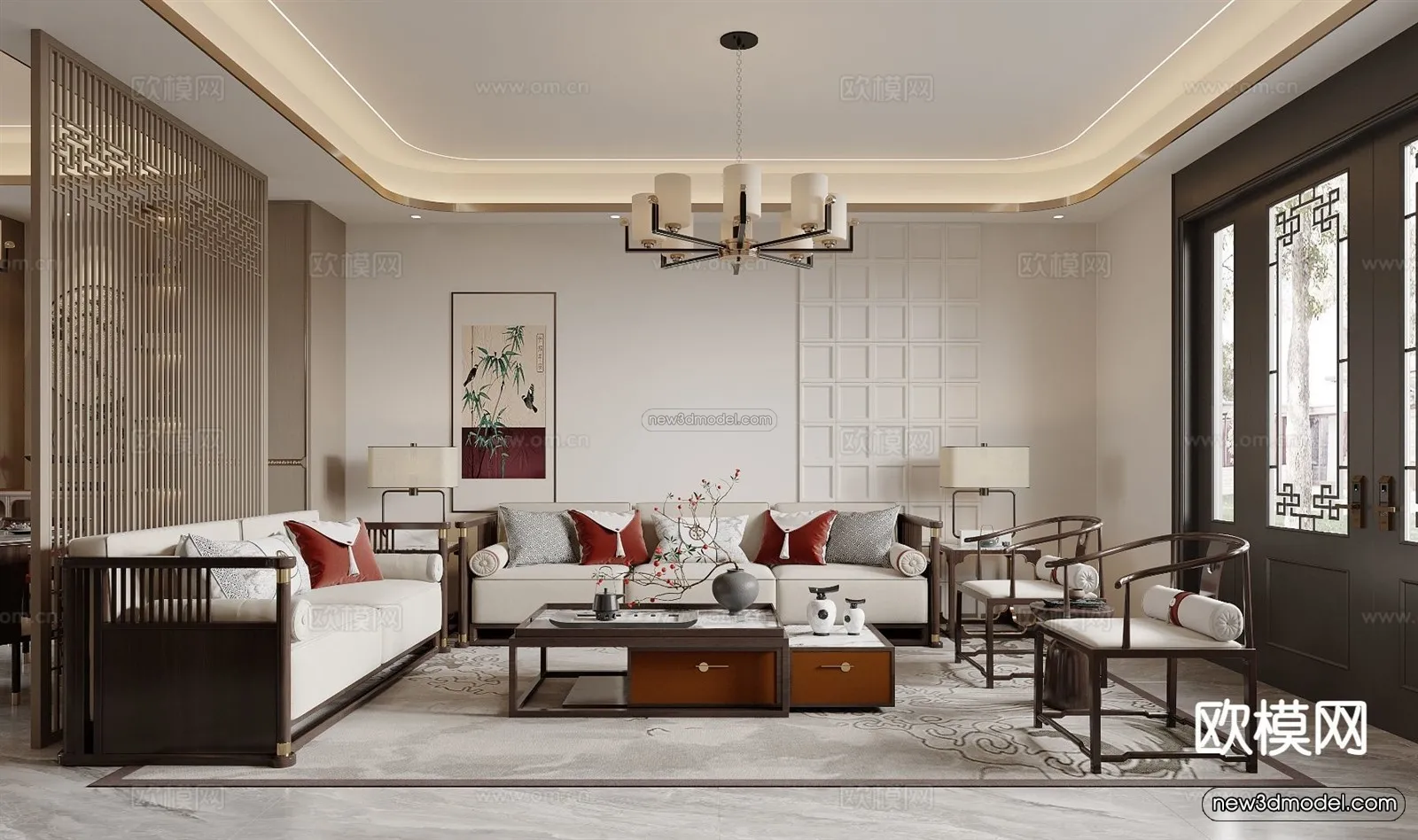 Modern Style Interior 3D Blocks and 3D Models – Living Room 3D Scene – 281 – CORONA
