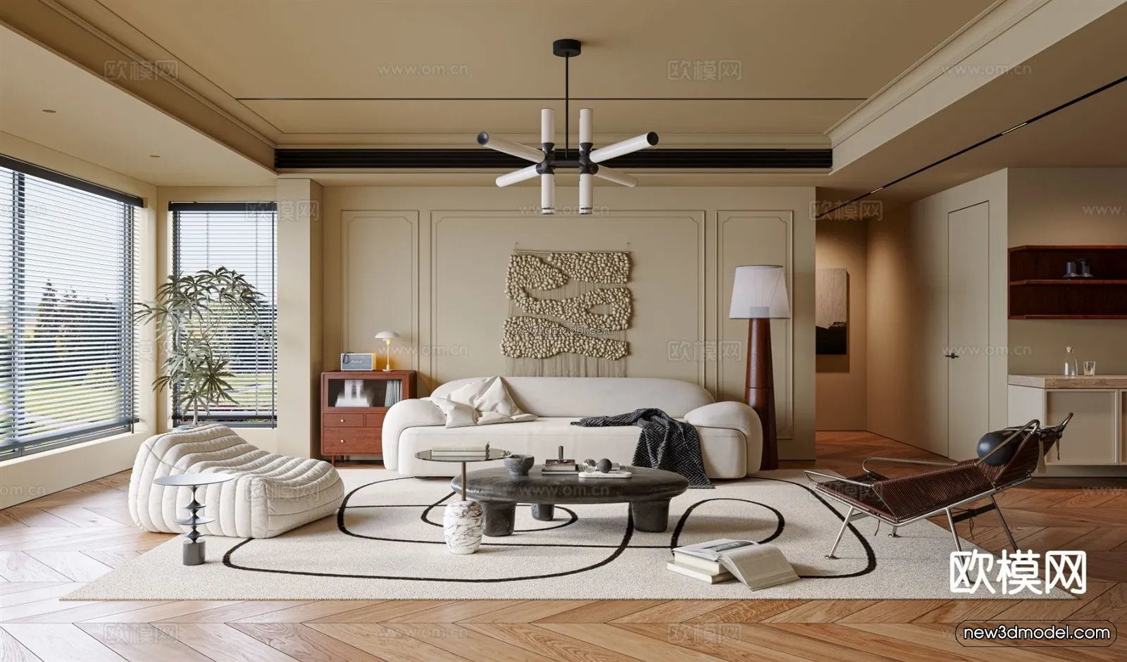 Modern Style Interior 3D Blocks and 3D Models – Living Room 3D Scene – 282 – CORONA
