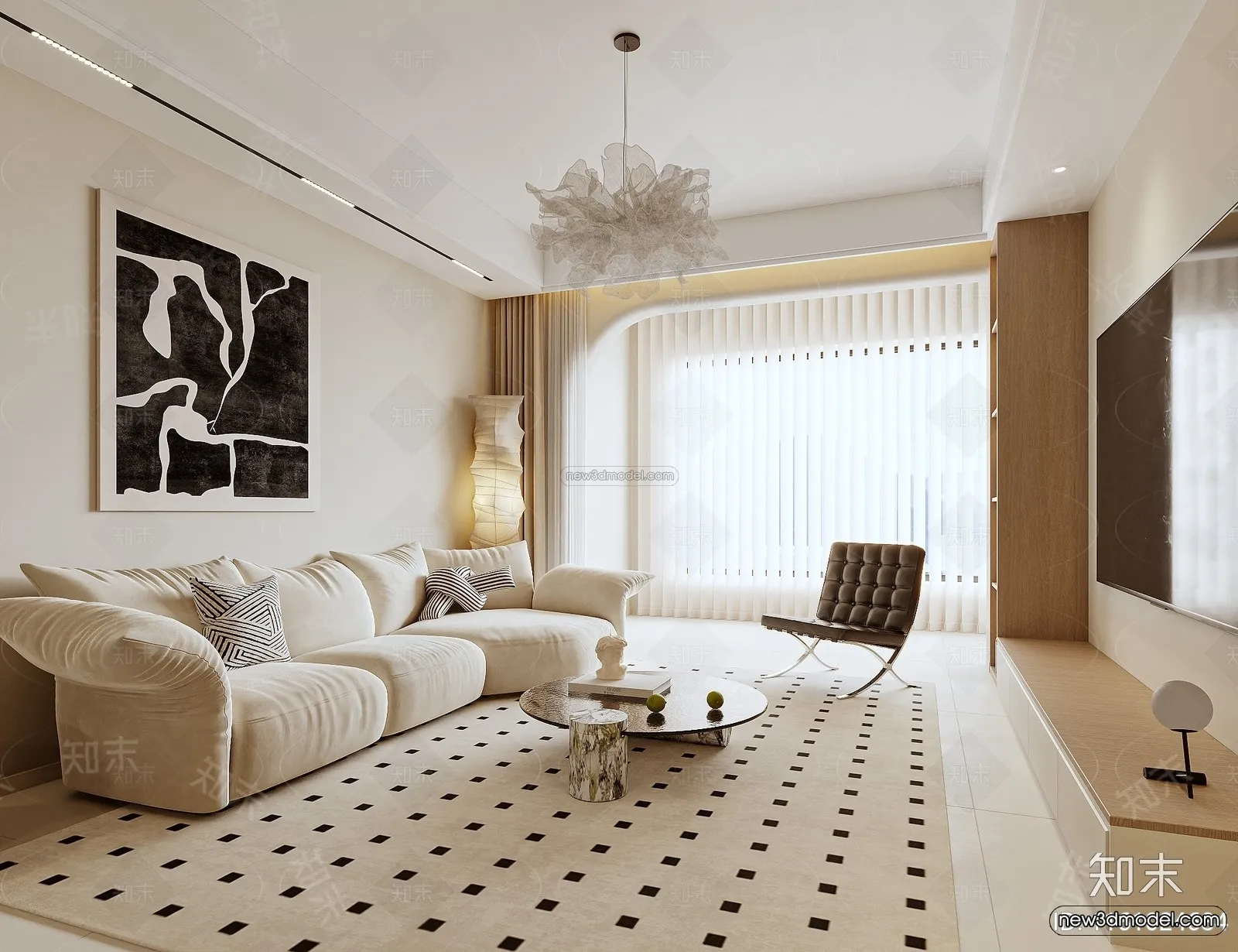 Modern Style Interior 3D Blocks and 3D Models – Living Room 3D Scene – 291 – CORONA