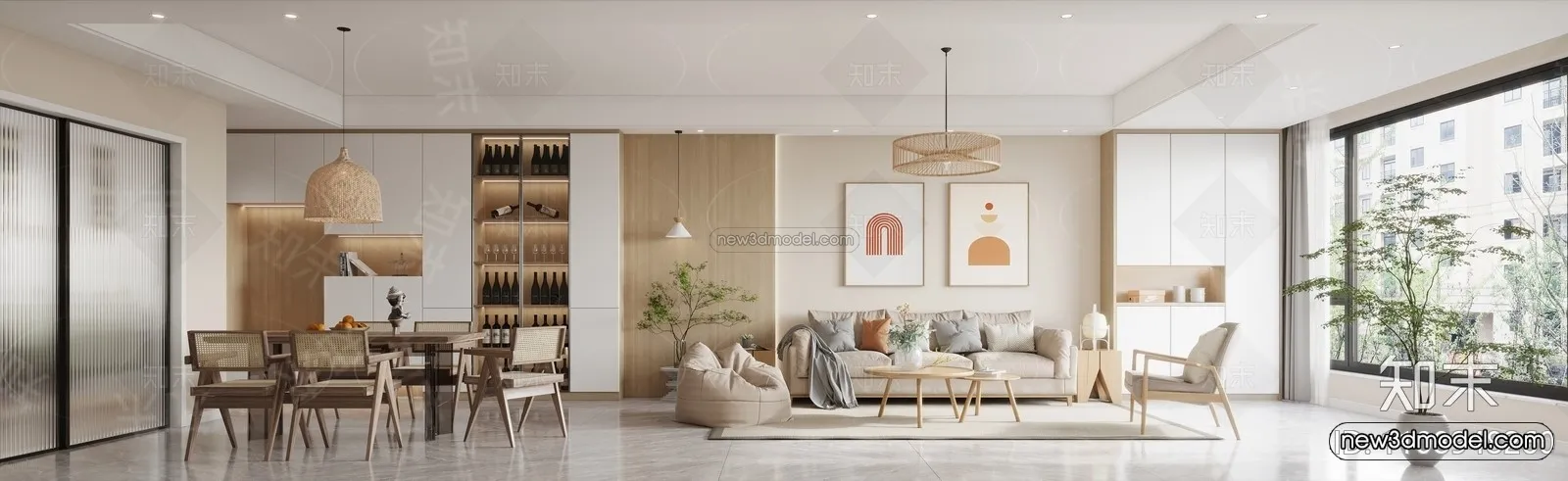 Modern Style Interior 3D Blocks and 3D Models – Living Room 3D Scene – 292 – CORONA