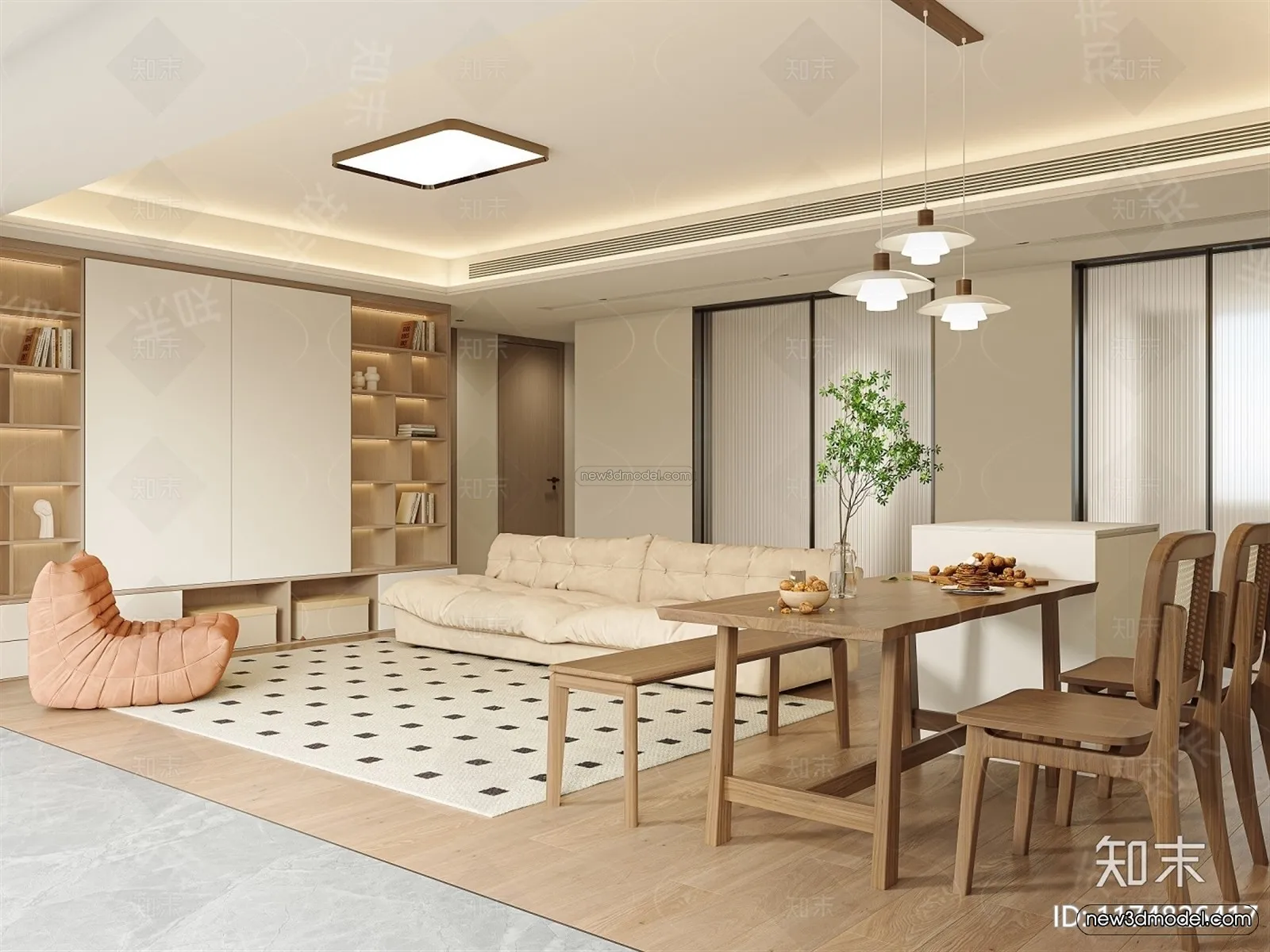 Modern Style Interior 3D Blocks and 3D Models – Living Room 3D Scene – 294 – CORONA