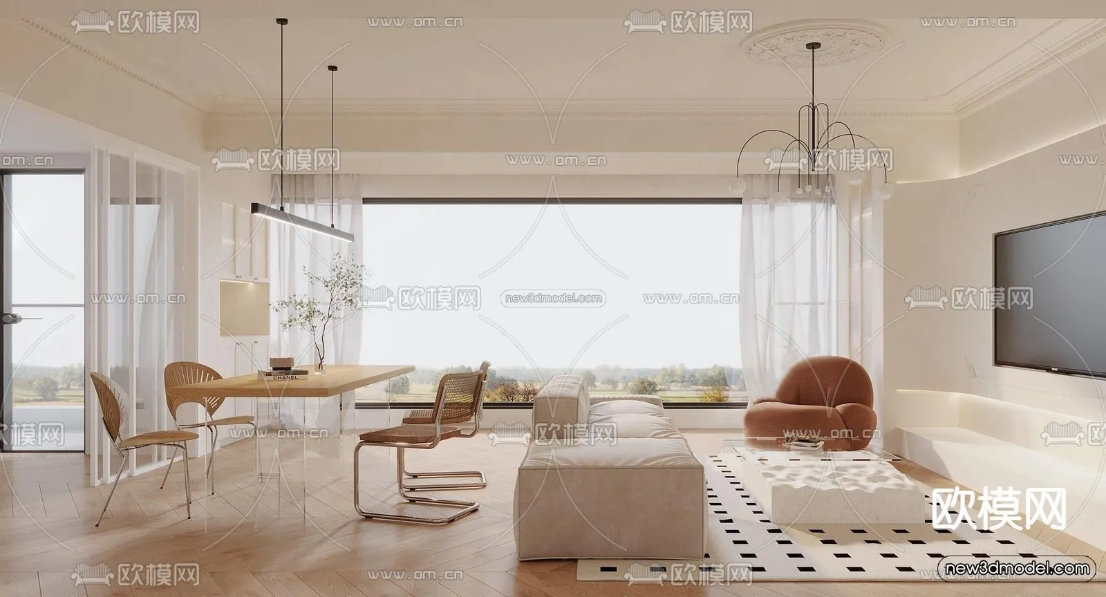 Modern Style Interior 3D Blocks and 3D Models – Living Room 3D Scene – 297 – CORONA