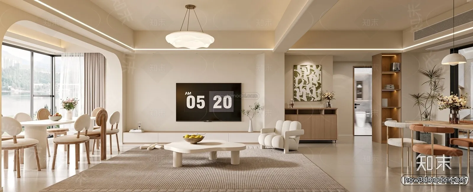 Modern Style Interior 3D Blocks and 3D Models – Living Room 3D Scene – 312 – CORONA