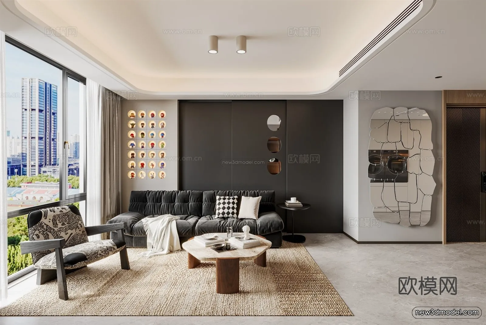 Modern Style Interior 3D Blocks and 3D Models – Living Room 3D Scene – 317 – CORONA