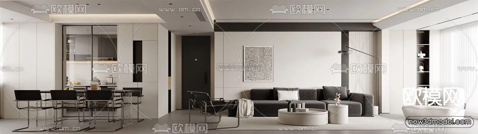 Modern Style Interior 3D Blocks and 3D Models – Living Room 3D Scene – 318 – CORONA