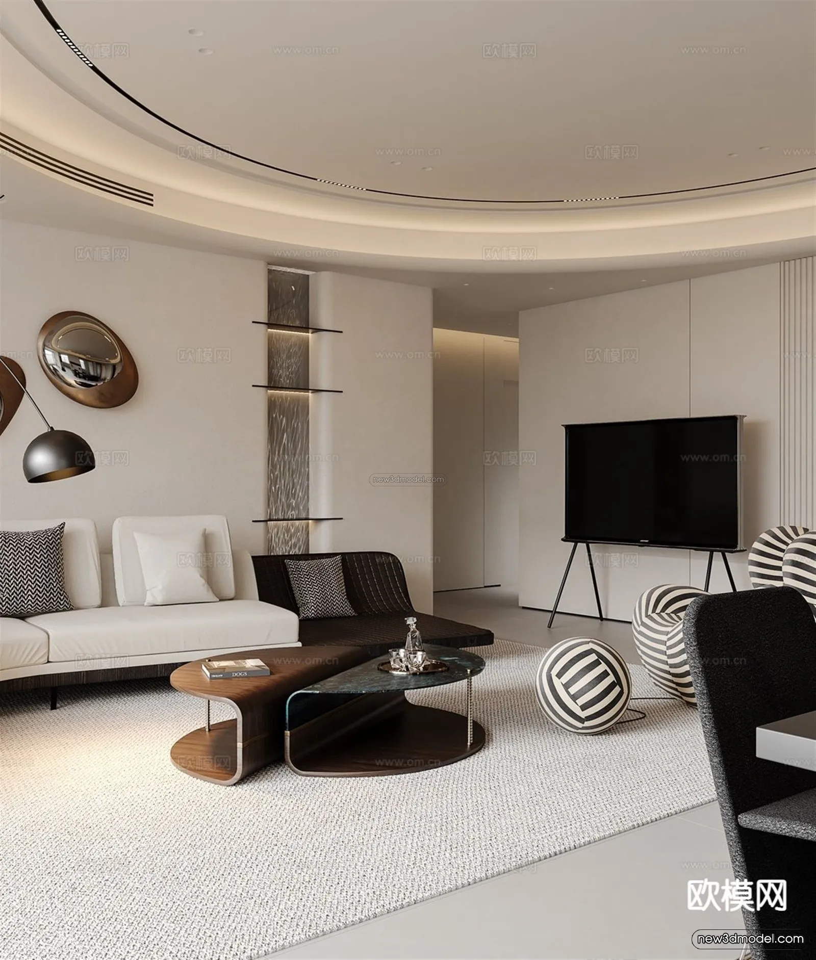 Modern Style Interior 3D Blocks and 3D Models – Living Room 3D Scene – 319 – CORONA