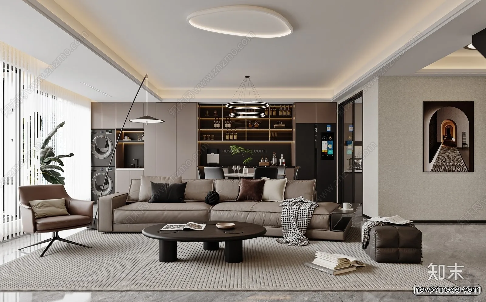 Modern Style Interior 3D Blocks and 3D Models – Living Room 3D Scene – 323 – CORONA