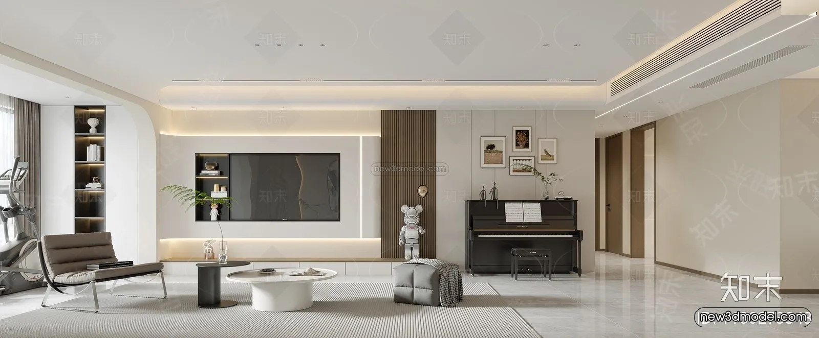 Modern Style Interior 3D Blocks and 3D Models – Living Room 3D Scene – 324 – CORONA