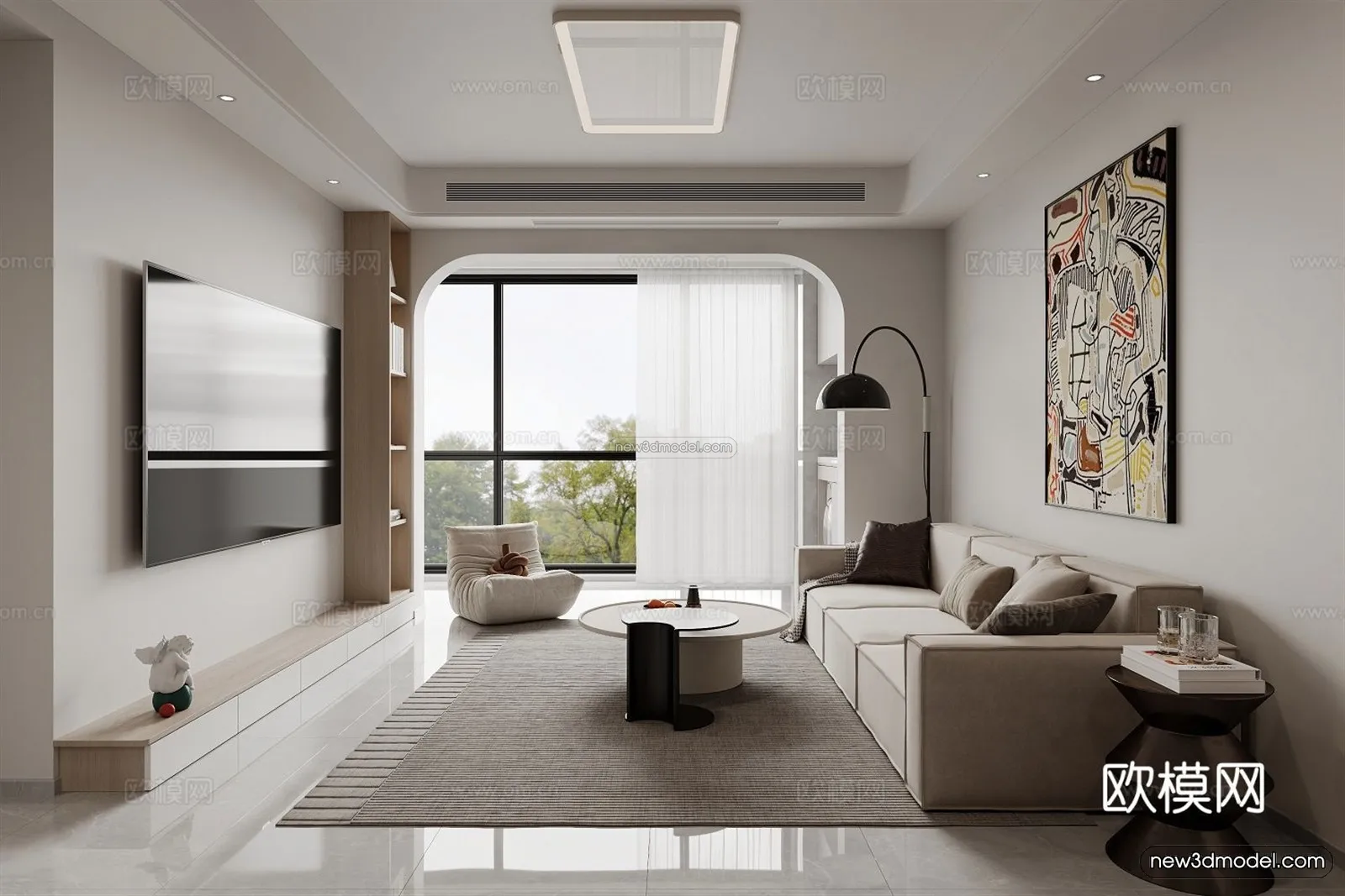 Modern Style Interior 3D Blocks and 3D Models – Living Room 3D Scene – 328 – CORONA