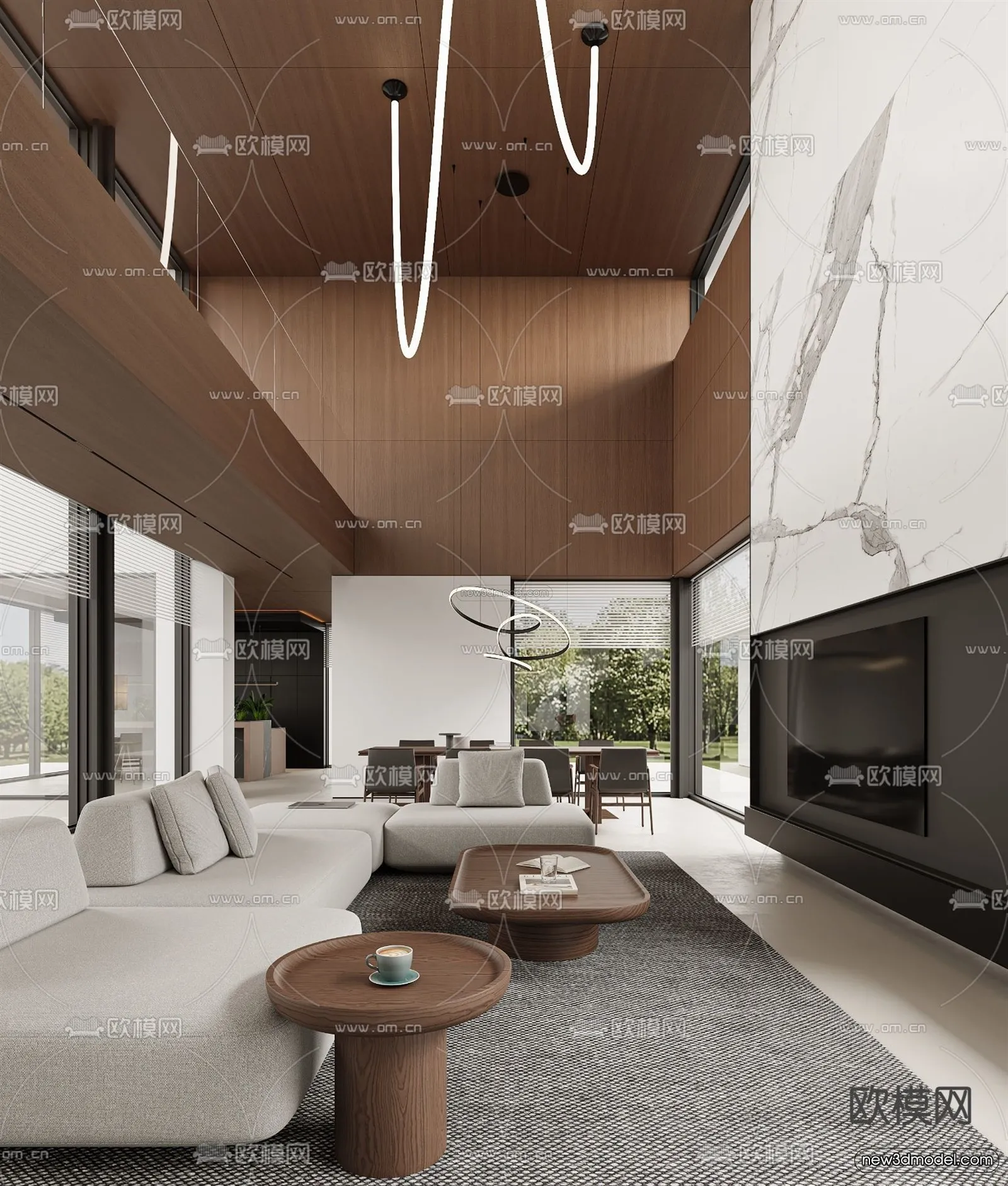 Modern Style Interior 3D Blocks and 3D Models – Living Room 3D Scene – 332 – CORONA