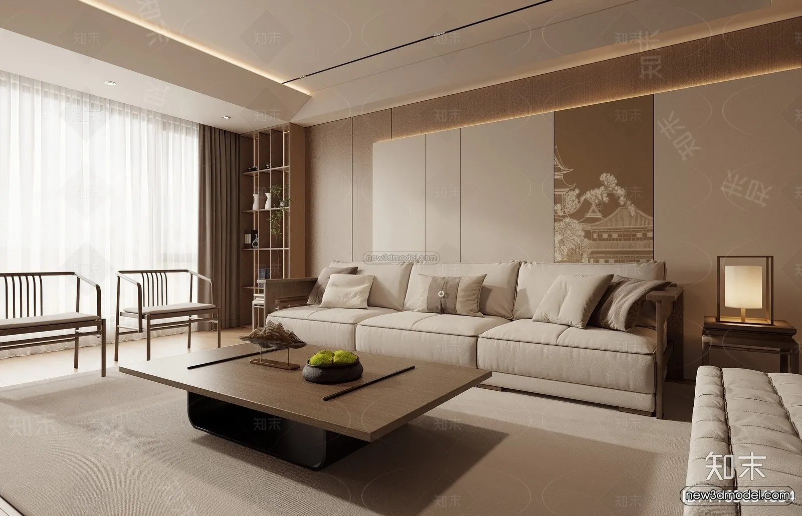 Modern Style Interior 3D Blocks and 3D Models – Living Room 3D Scene – 335 – CORONA