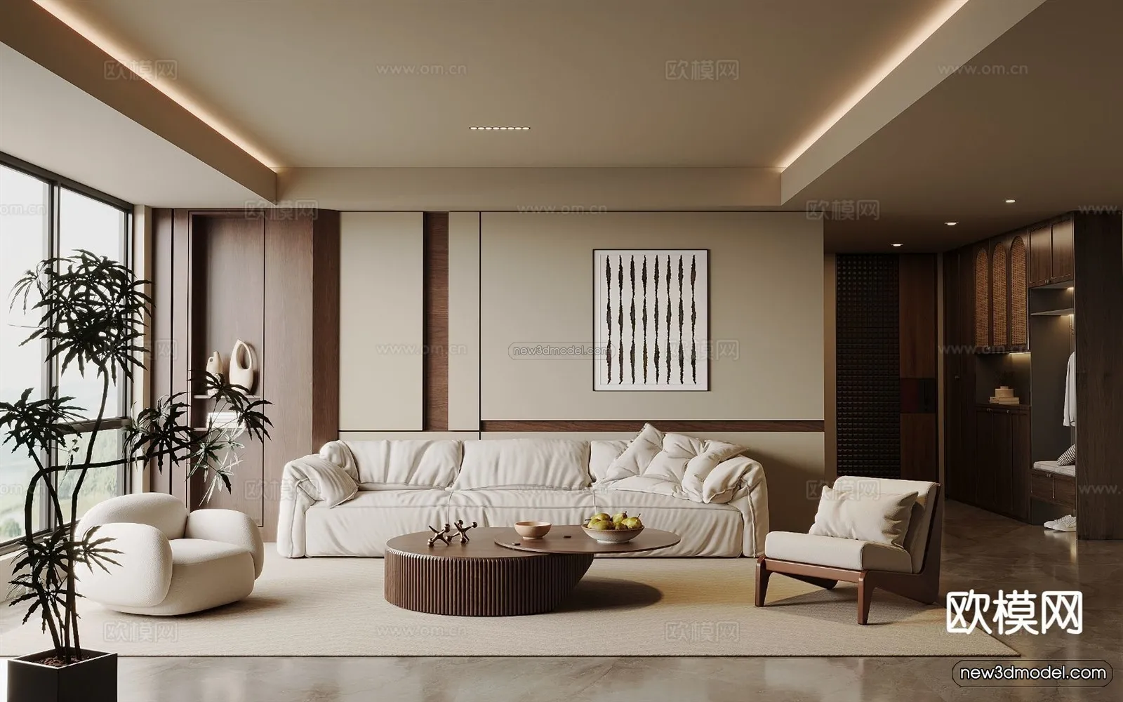 Modern Style Interior 3D Blocks and 3D Models – Living Room 3D Scene – 345 – CORONA