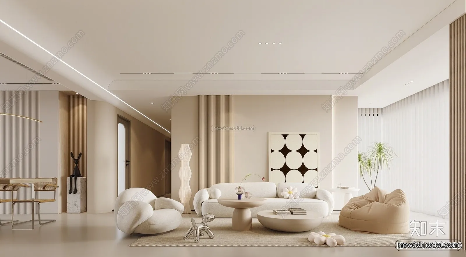 Modern Style Interior 3D Blocks and 3D Models – Living Room 3D Scene – 349 – CORONA