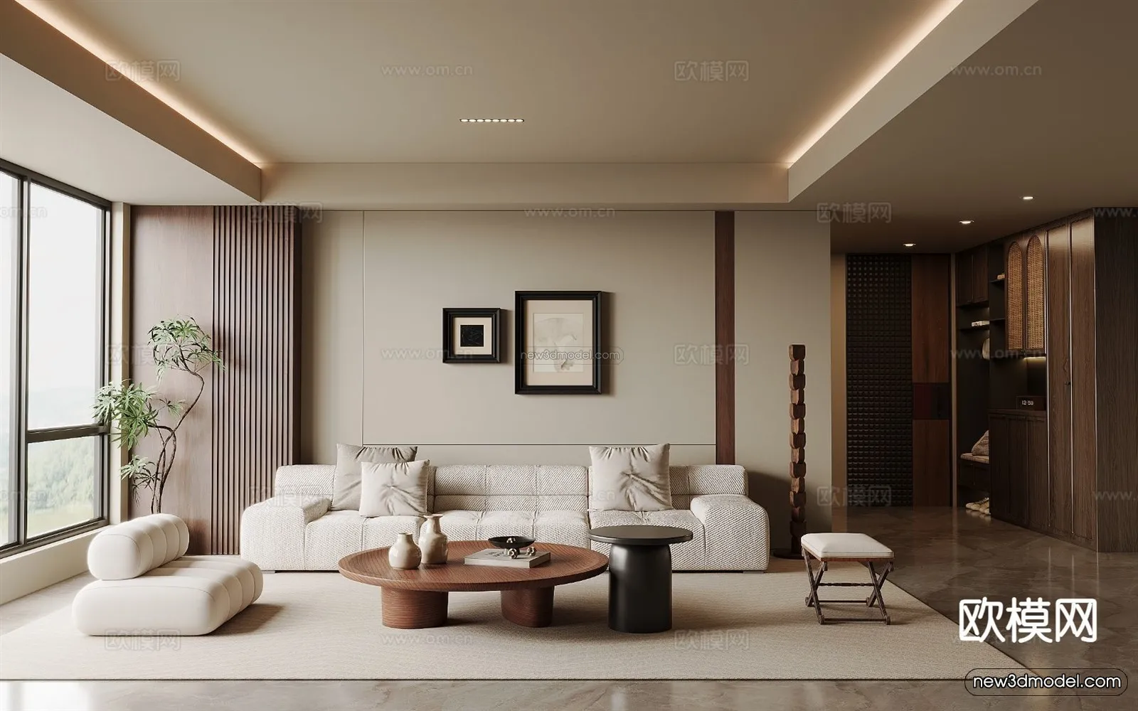 Modern Style Interior 3D Blocks and 3D Models – Living Room 3D Scene – 350 – CORONA