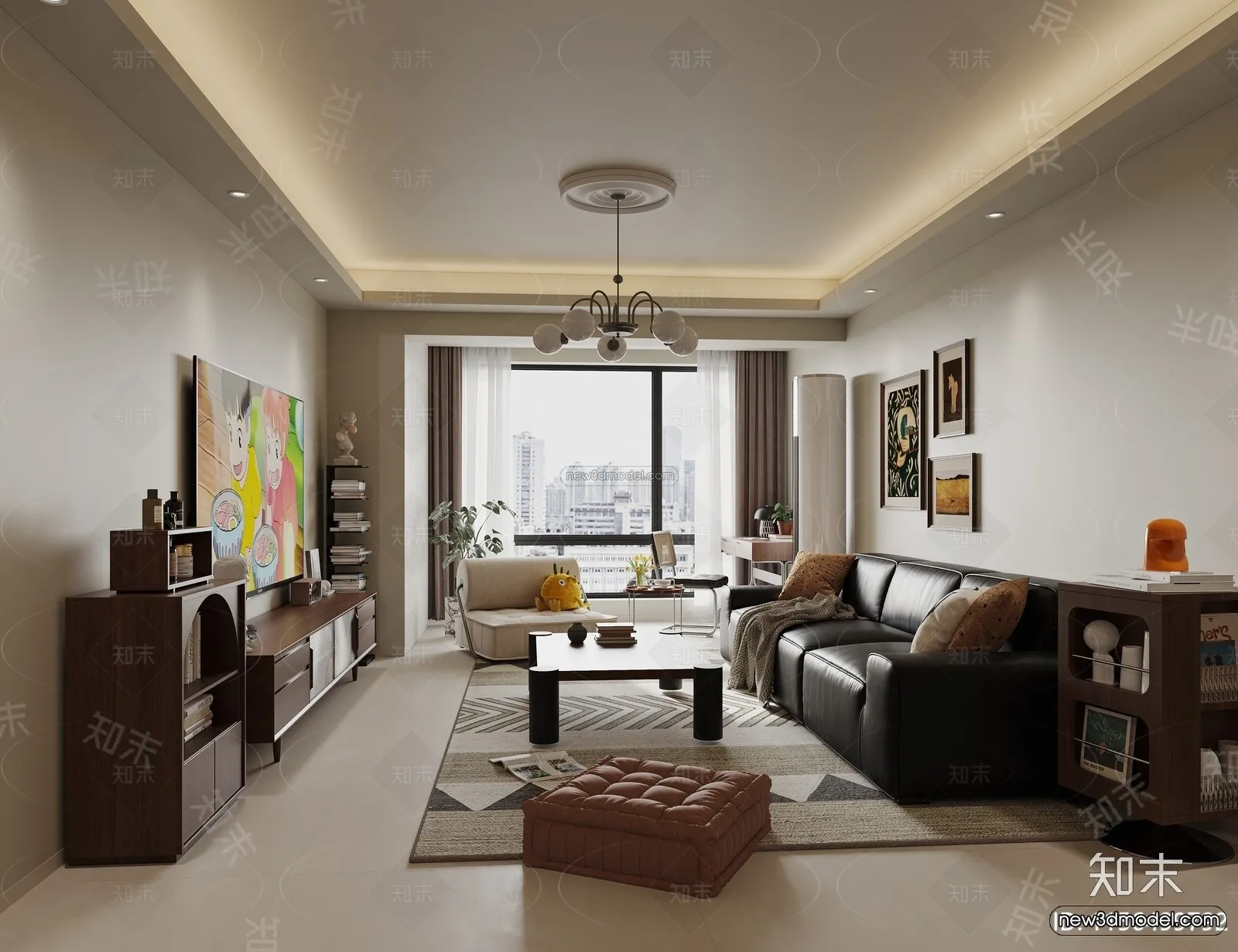 Modern Style Interior 3D Blocks and 3D Models – Living Room 3D Scene – 353 – CORONA