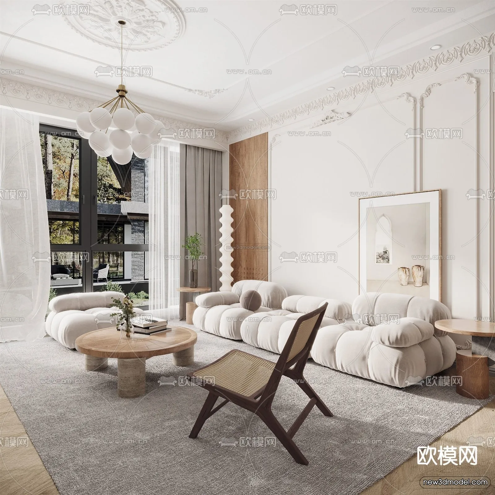 Modern Style Interior 3D Blocks and 3D Models – Living Room 3D Scene – 361 – CORONA