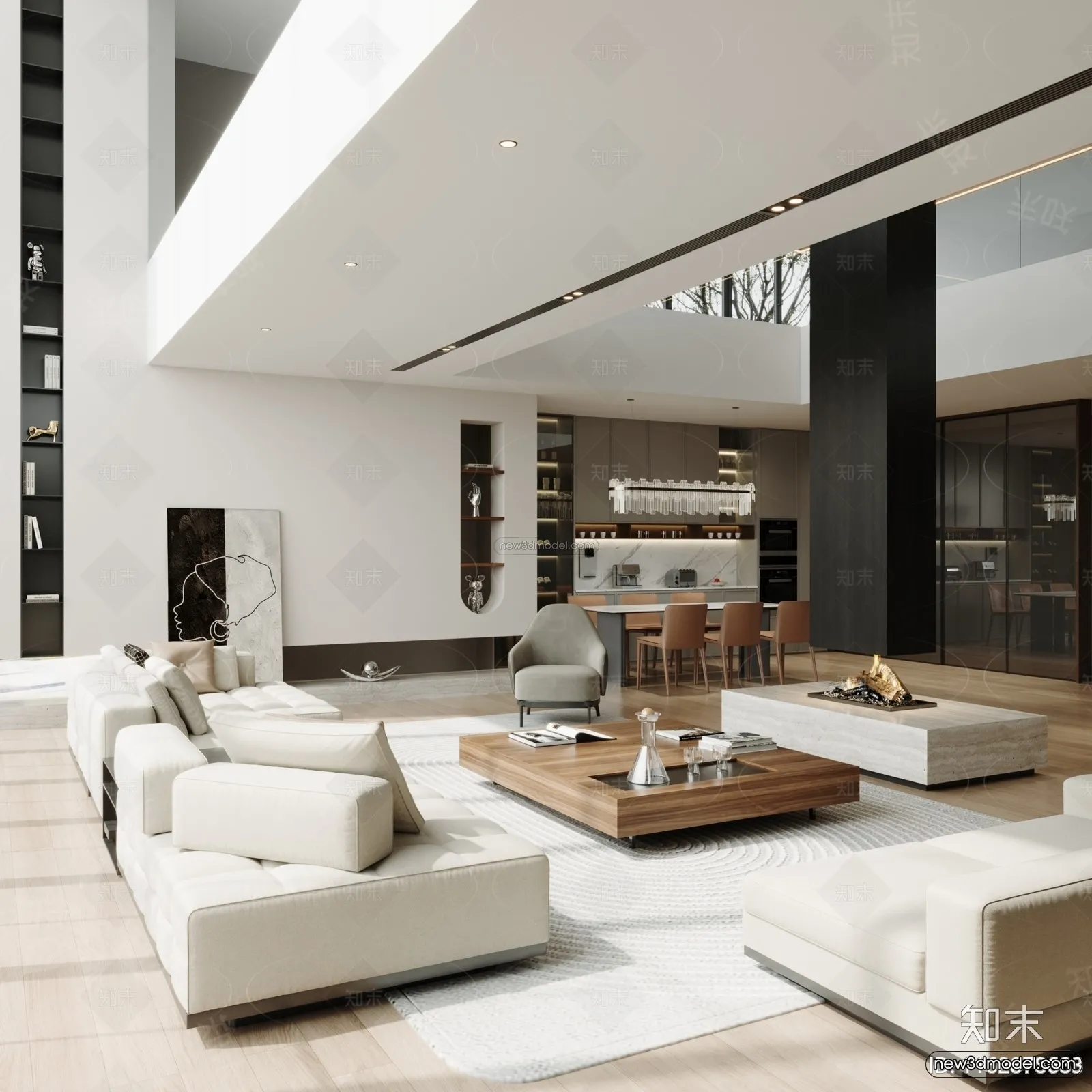 Modern Style Interior 3D Blocks and 3D Models – Living Room 3D Scene – 364 – CORONA