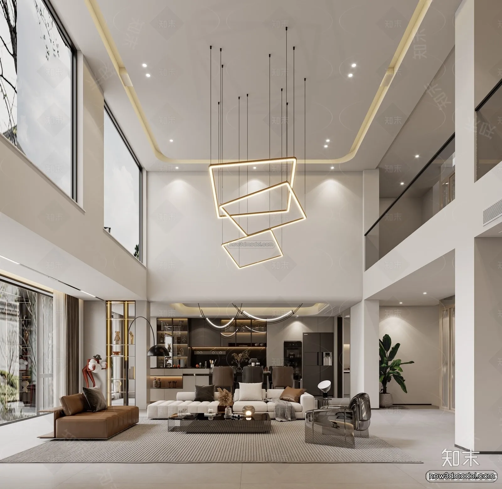 Modern Style Interior 3D Blocks and 3D Models – Living Room 3D Scene – 367 – CORONA