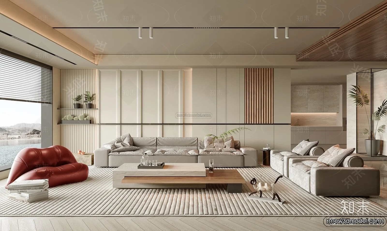 Modern Style Interior 3D Blocks and 3D Models – Living Room 3D Scene – 368 – CORONA