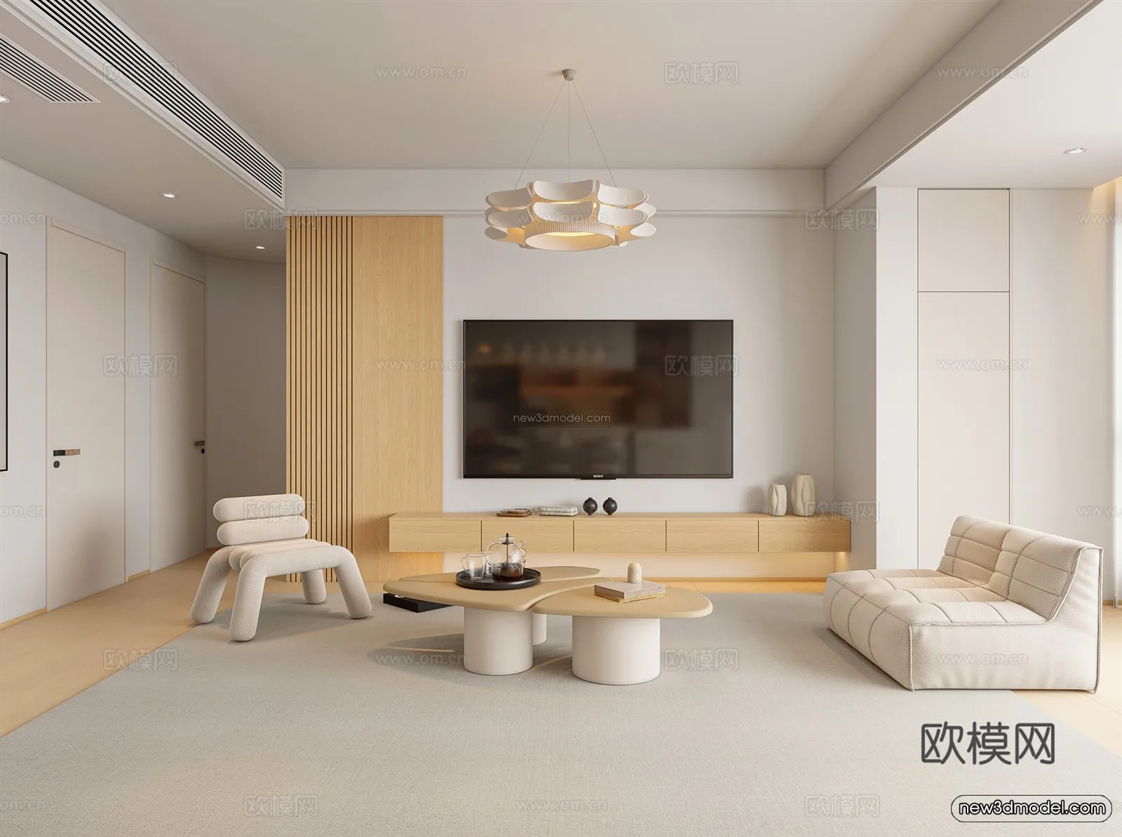 Modern Style Interior 3D Blocks and 3D Models – Living Room 3D Scene – 372 – CORONA