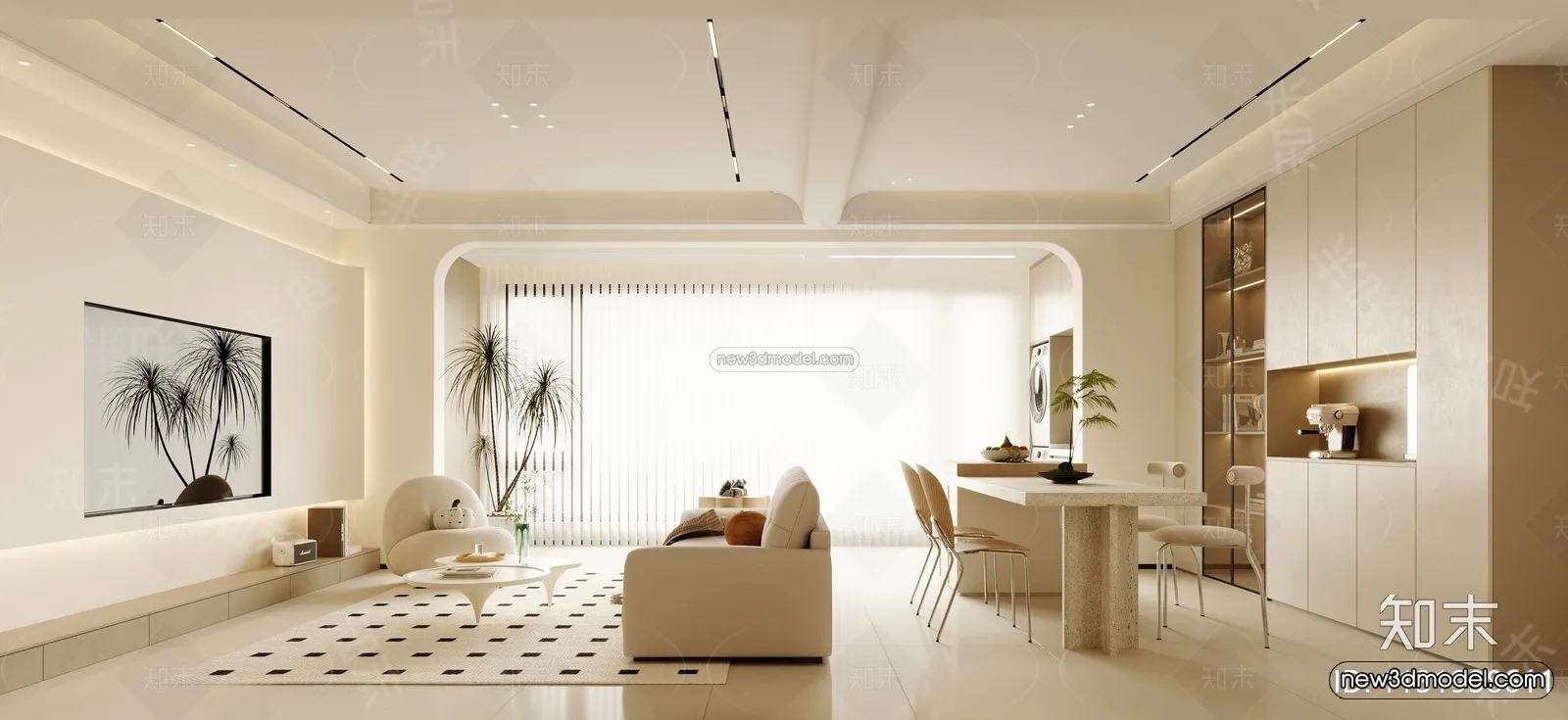 Modern Style Interior 3D Blocks and 3D Models – Living Room 3D Scene – 377 – CORONA