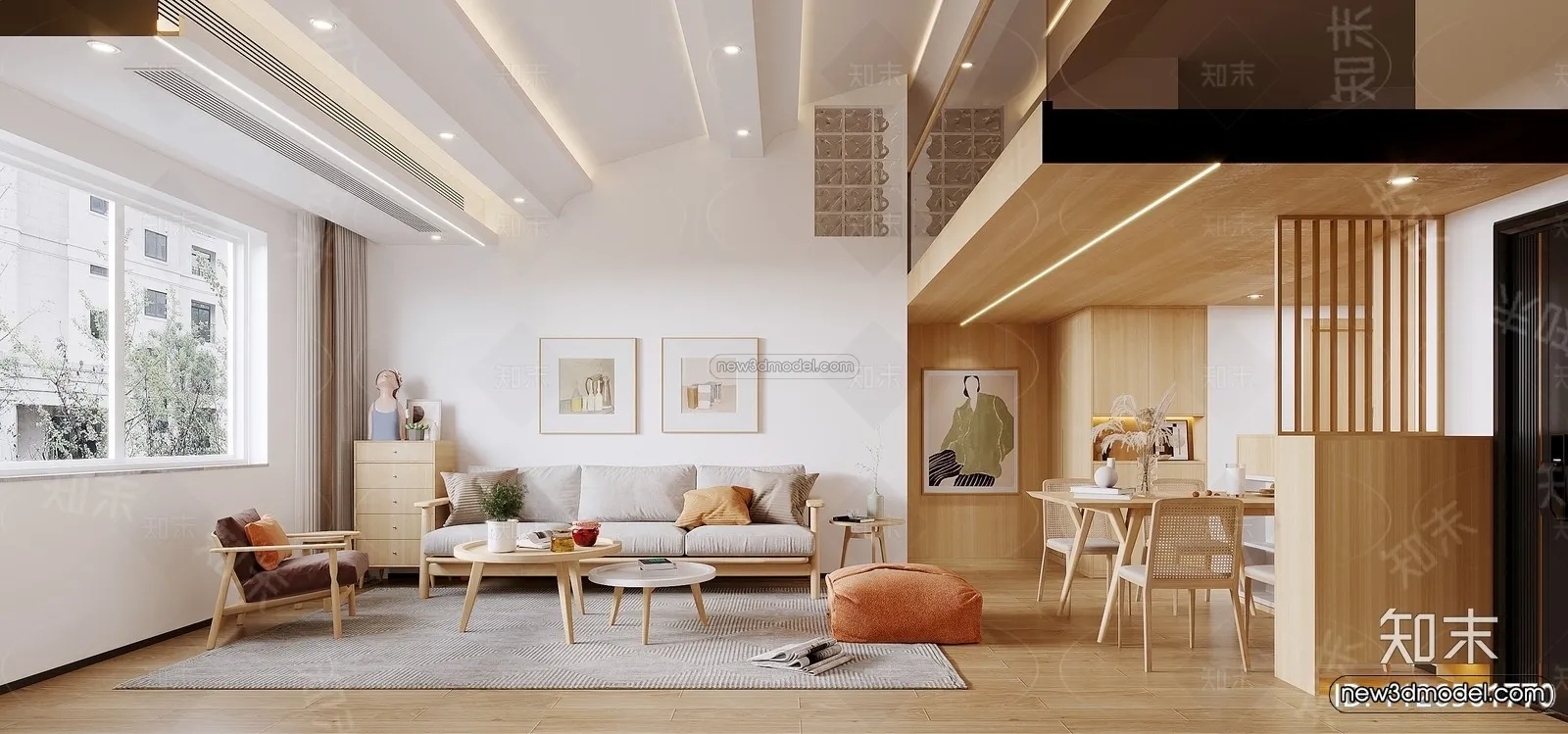 Modern Style Interior 3D Blocks and 3D Models – Living Room 3D Scene – 381 – CORONA