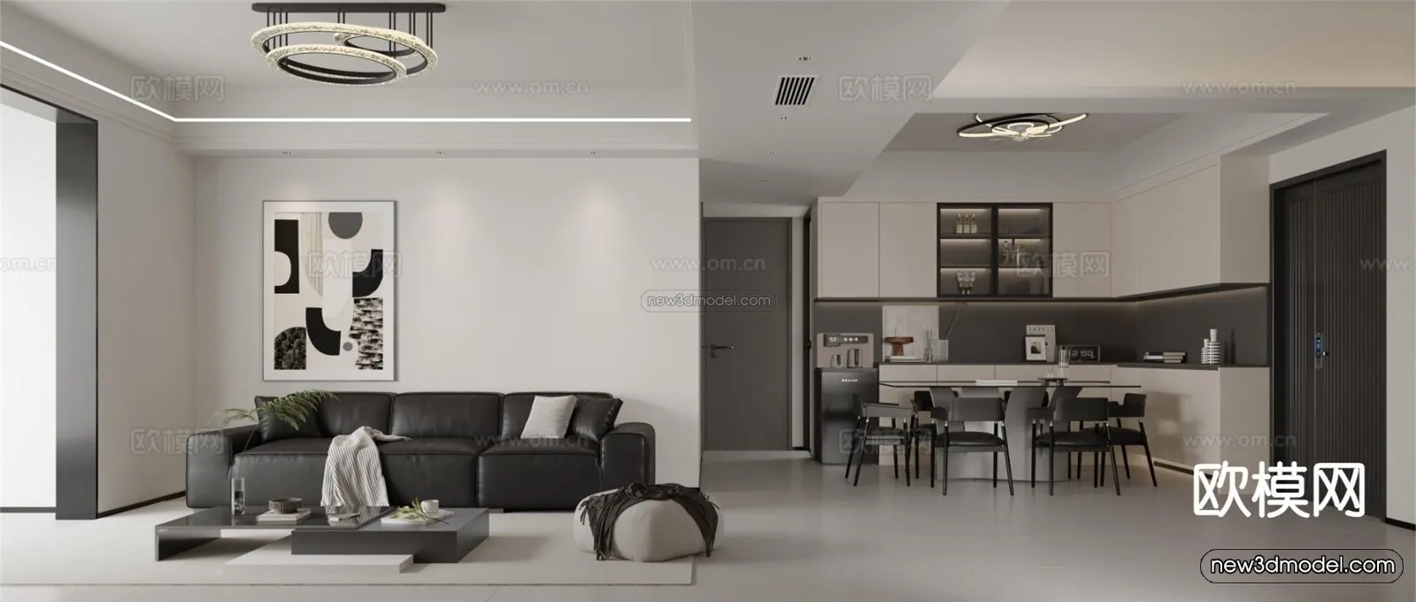 Modern Style Interior 3D Blocks and 3D Models – Living Room 3D Scene – 383 – CORONA