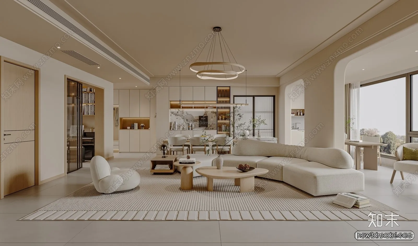 Modern Style Interior 3D Blocks and 3D Models – Living Room 3D Scene – 384 – CORONA